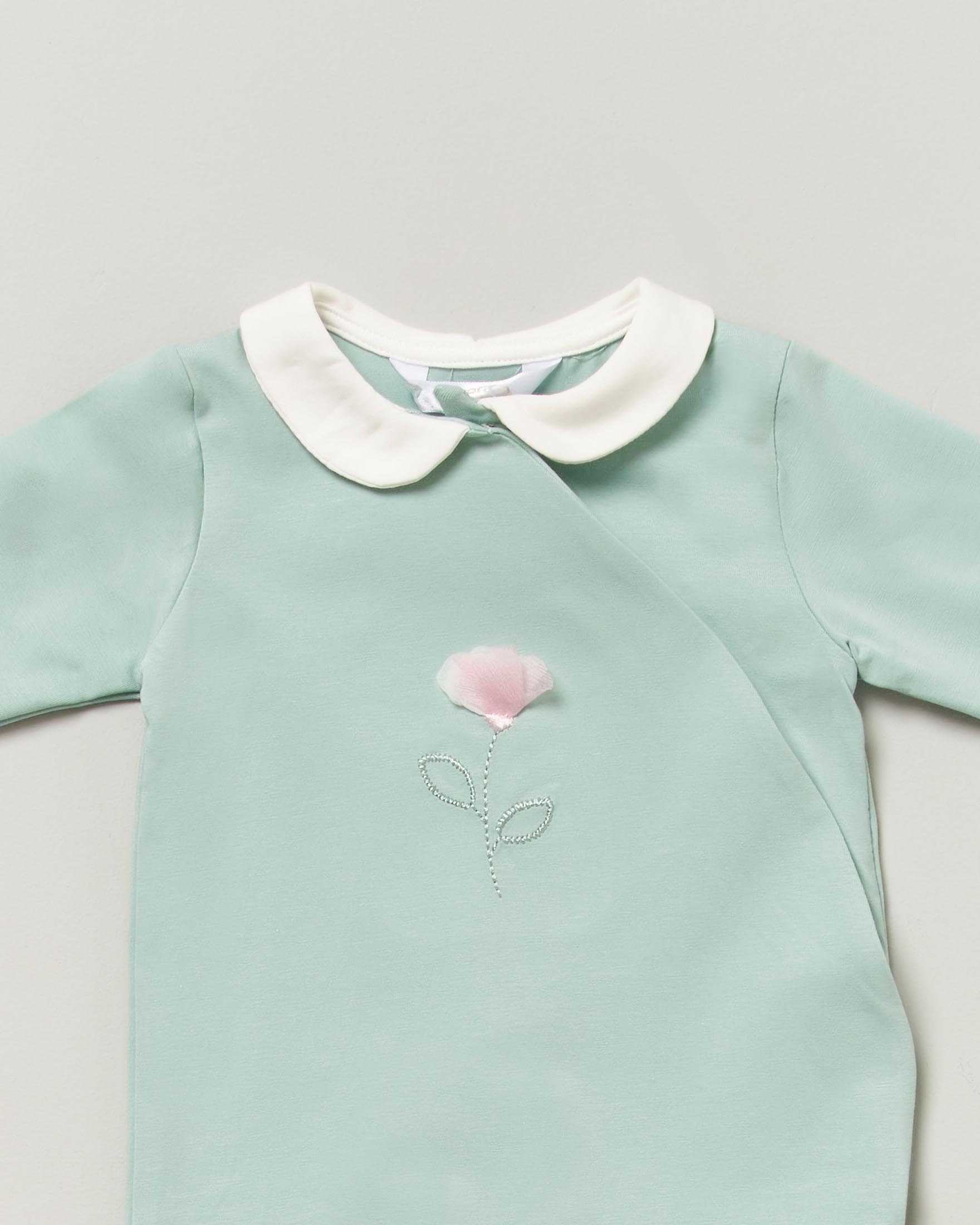Tutina Mayoral verde acqua in cotone stretch con fiorellino image