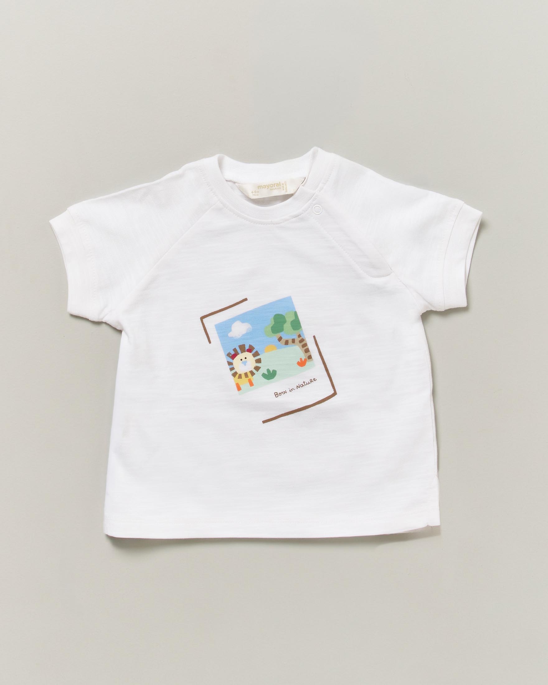 T-shirt bianca in puro cotone con stampa safari