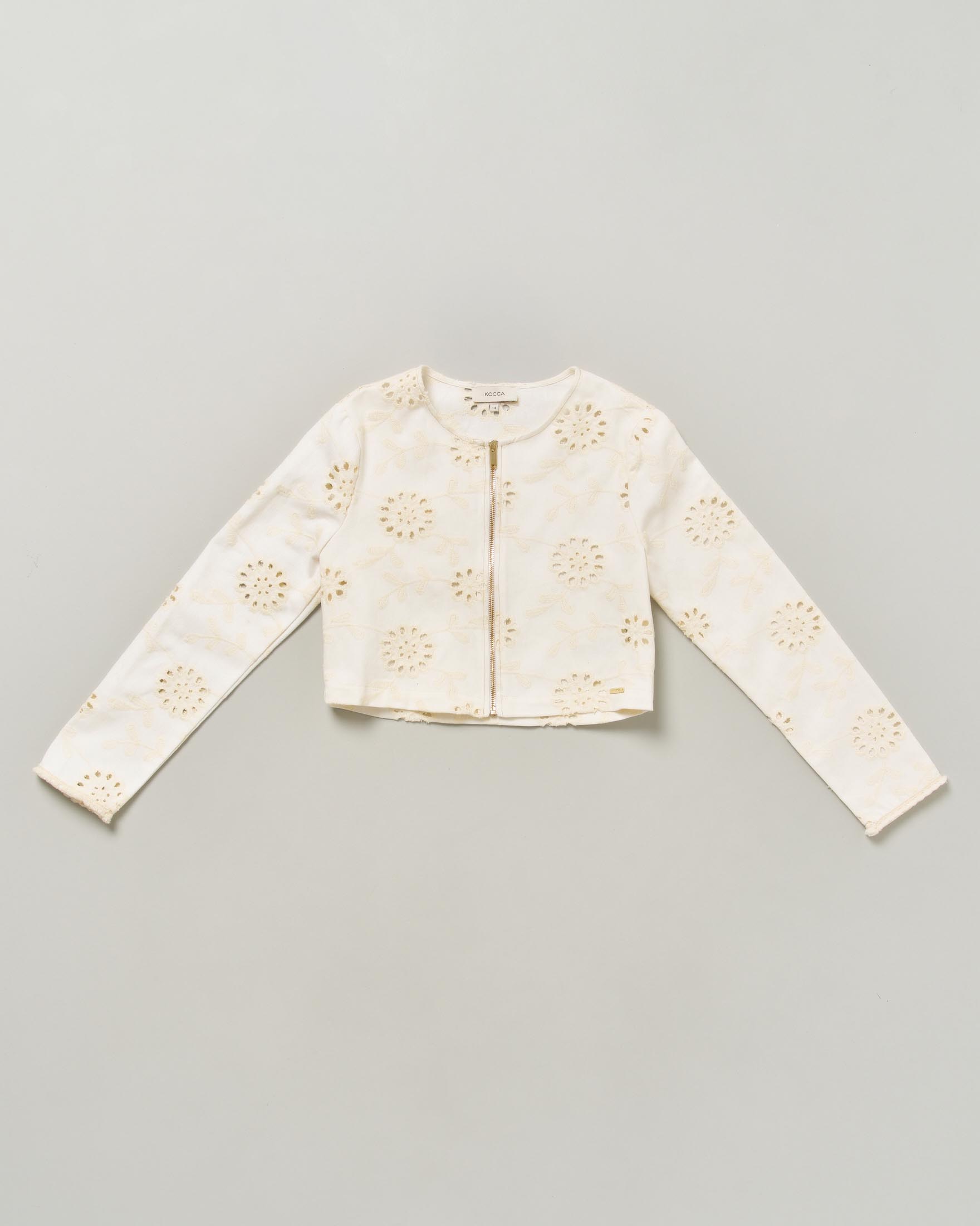 Giacca Kocca avorio e beige con ricami sangallo floreali