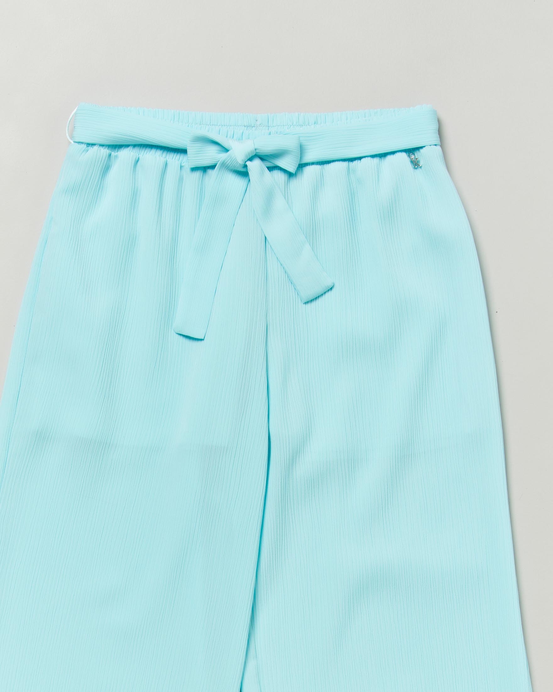 Pantalone turchese Kocca in crepe goffrato modello palazzo image