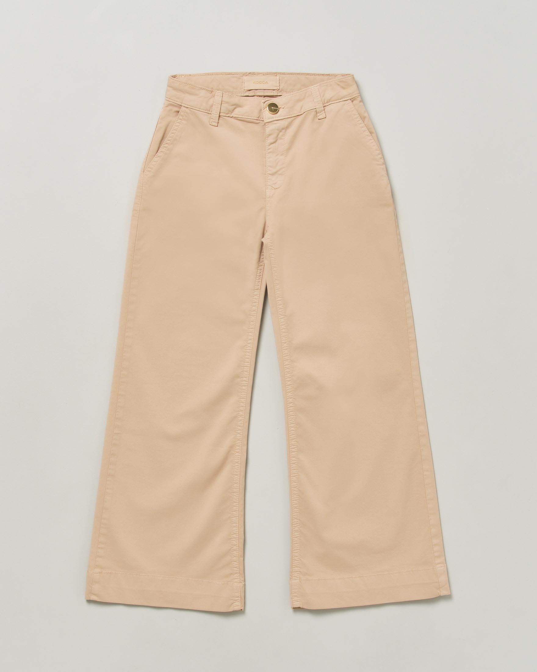 Pantalone wide leg Kocca ecrù in gabardina di misto cotone