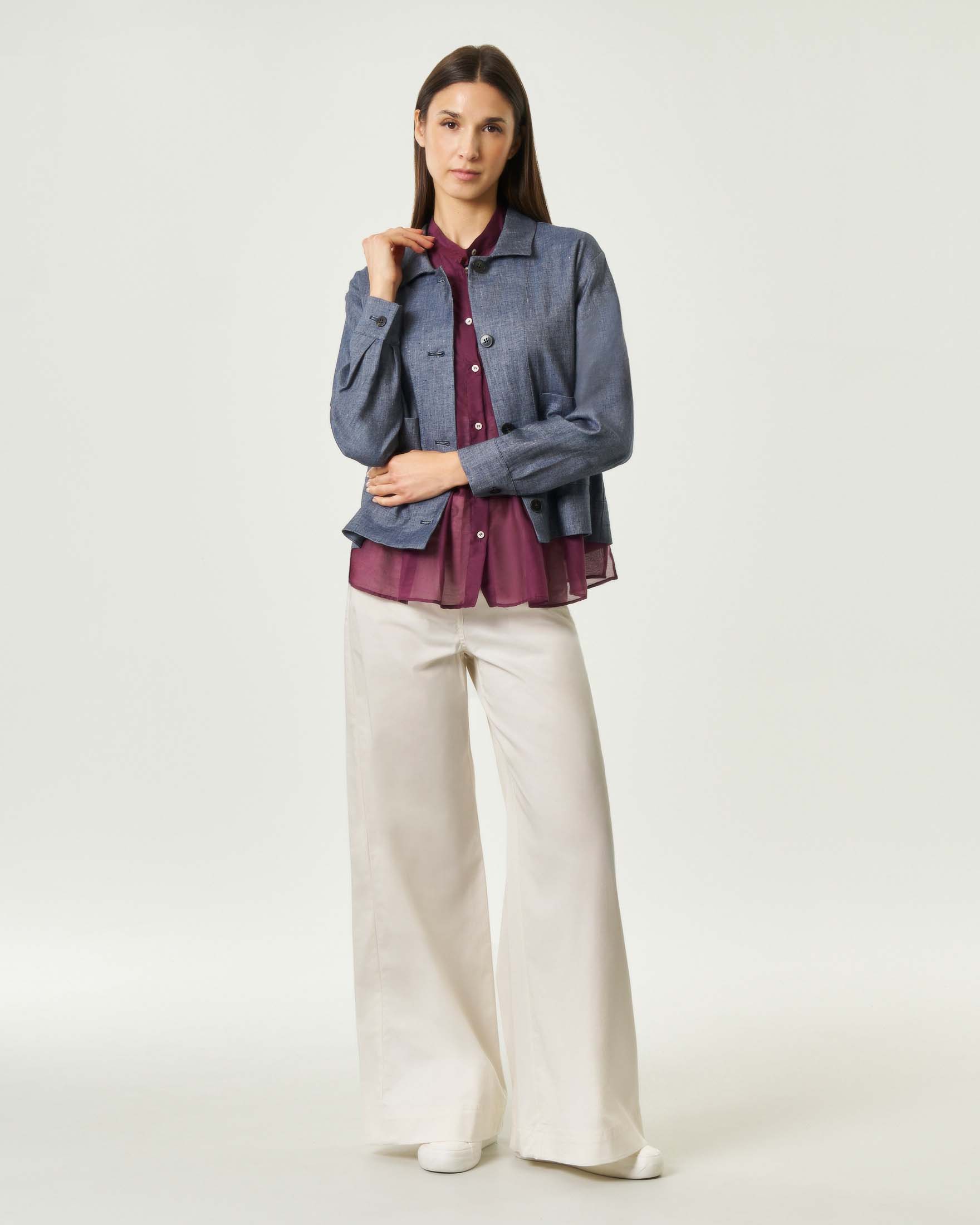 Giacca a camicia Emme Marella in misto cotone e lino effetto denim image