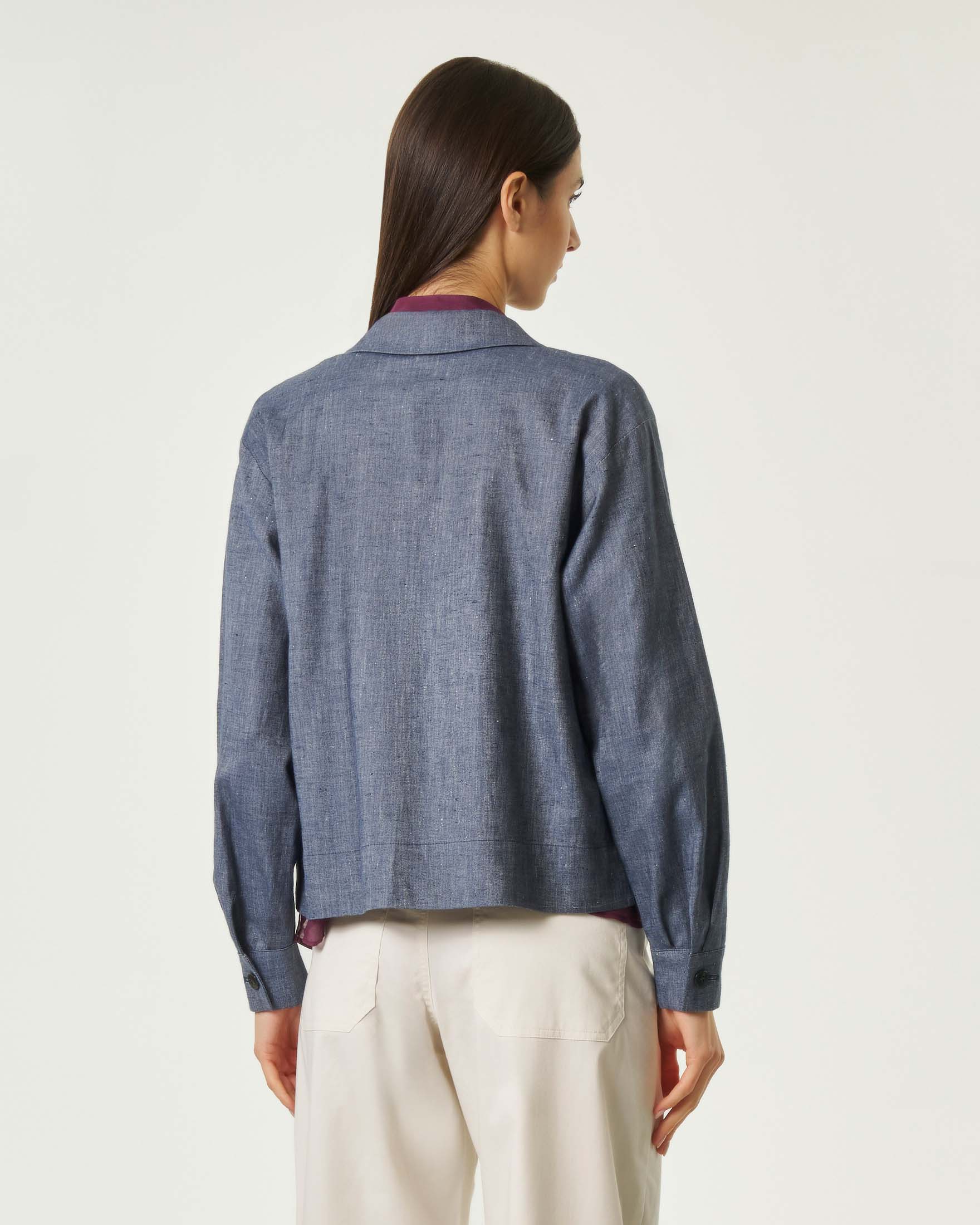 Giacca a camicia Emme Marella in misto cotone e lino effetto denim