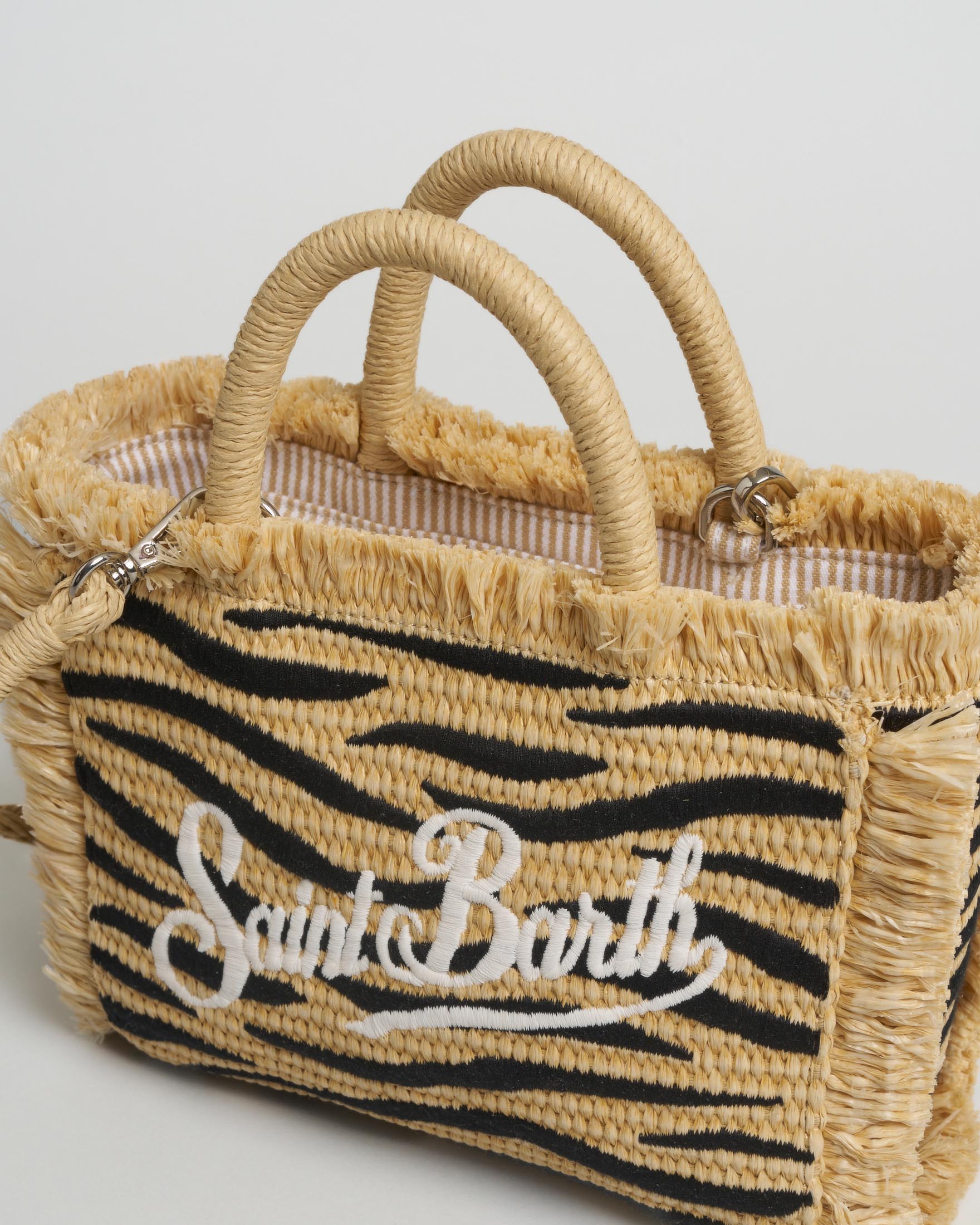 Borsa Vanity Mini MC2 Saint Barth effetto paglia con ricamo zebrato image