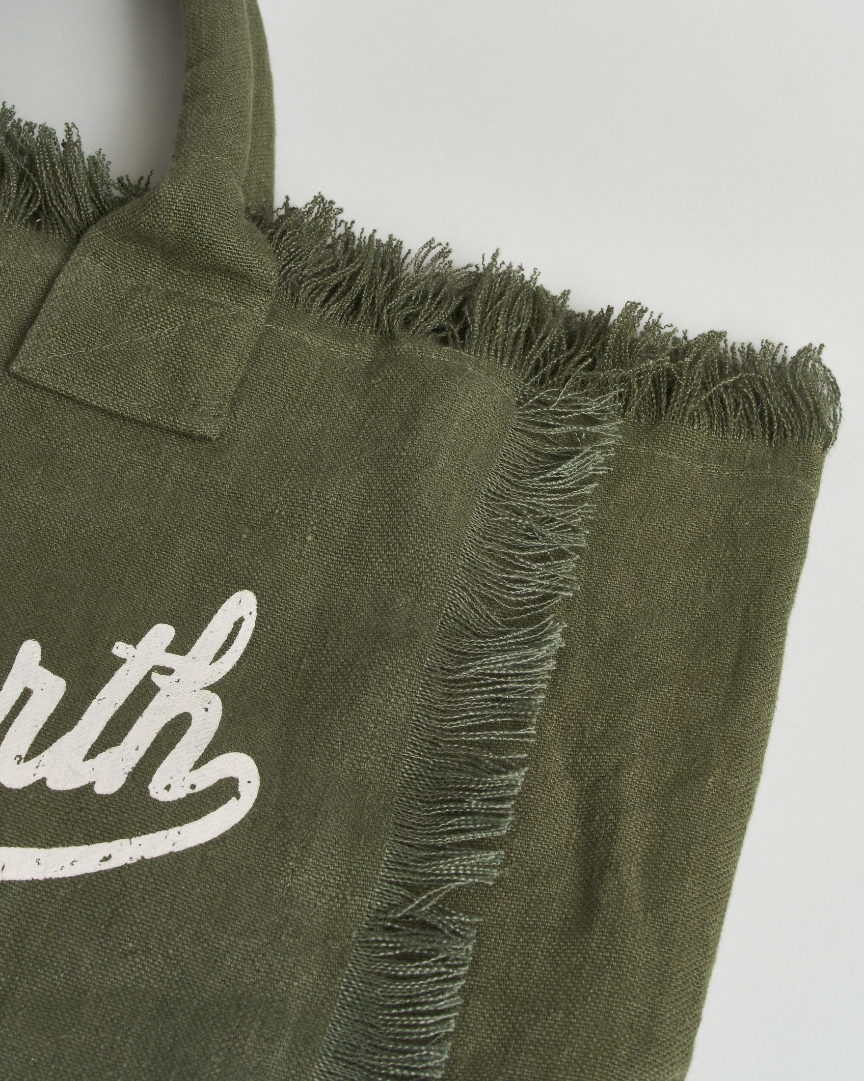 Borsa Vanity MC2 Saint Barth militare in lino con scritta logo bianca stampata e bordi sfrangiati image
