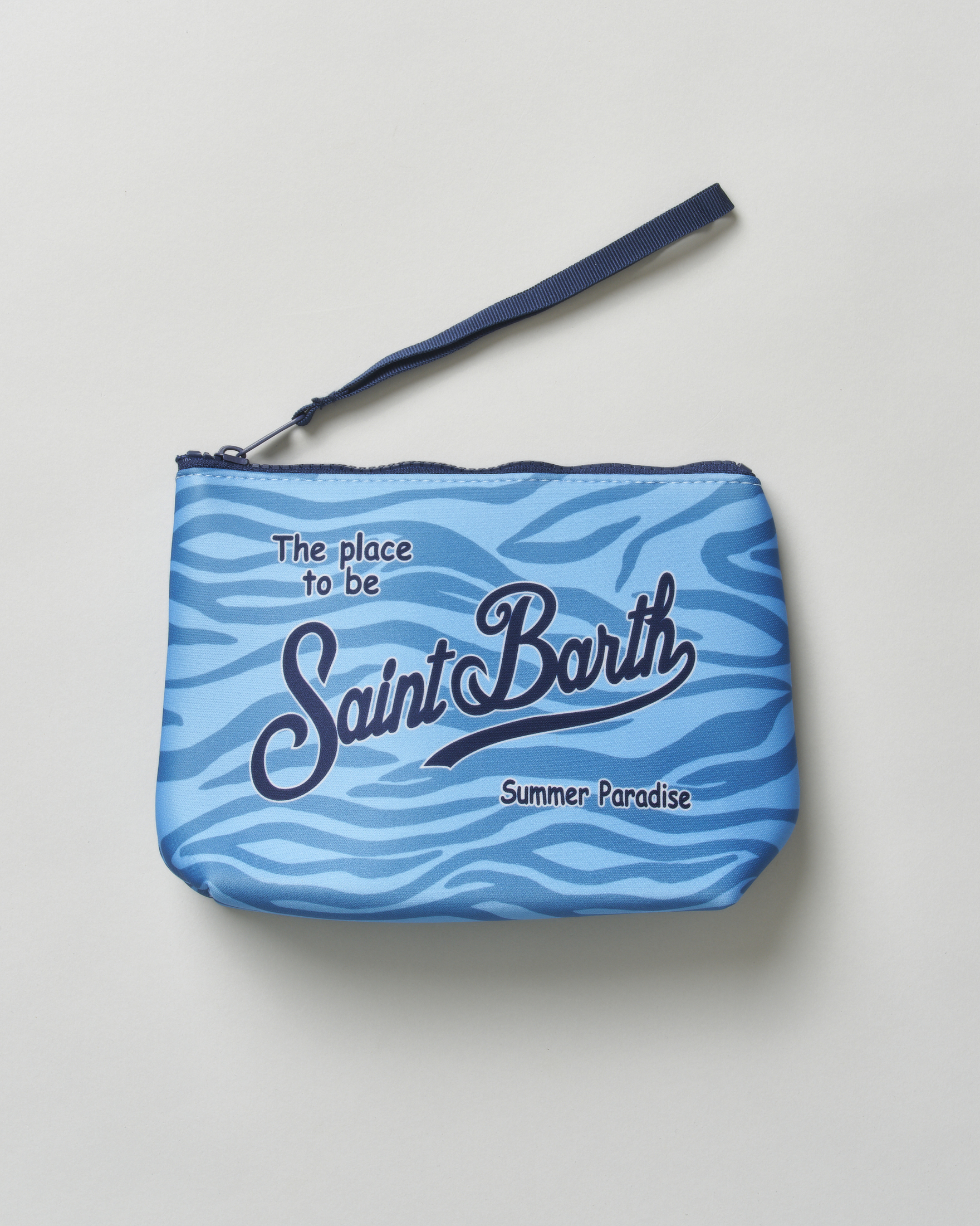 Pochette Aline MC2 Saint Barth in scuba a fantasia zebrata rosa con laccetto laterale