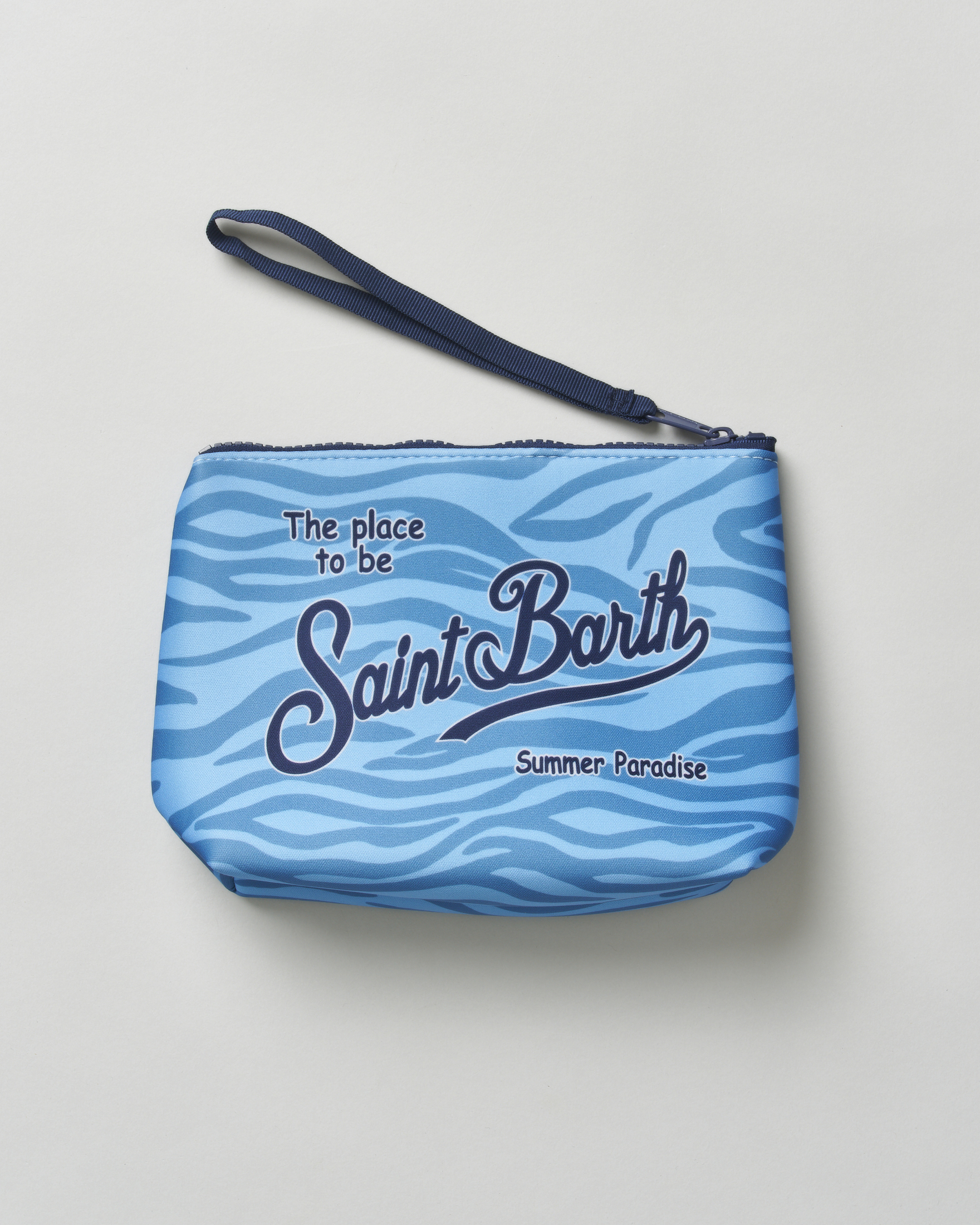 Pochette Aline MC2 Saint Barth in scuba a fantasia zebrata rosa con laccetto laterale image
