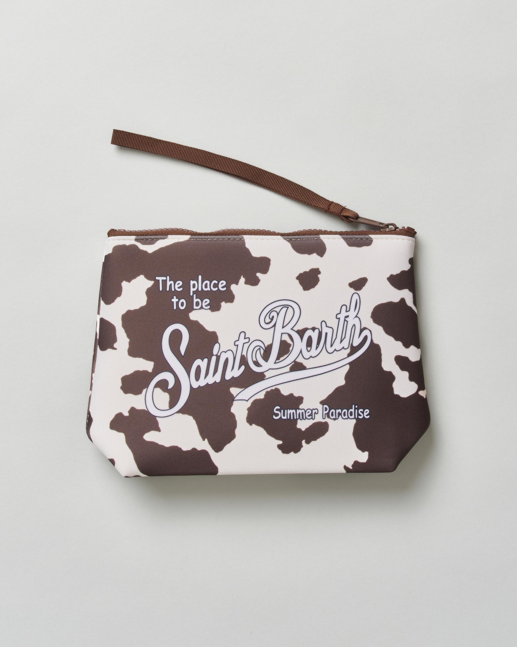 Pochette MC2 Saint Barth Aline cow skin in scuba con scritta logo stampata image