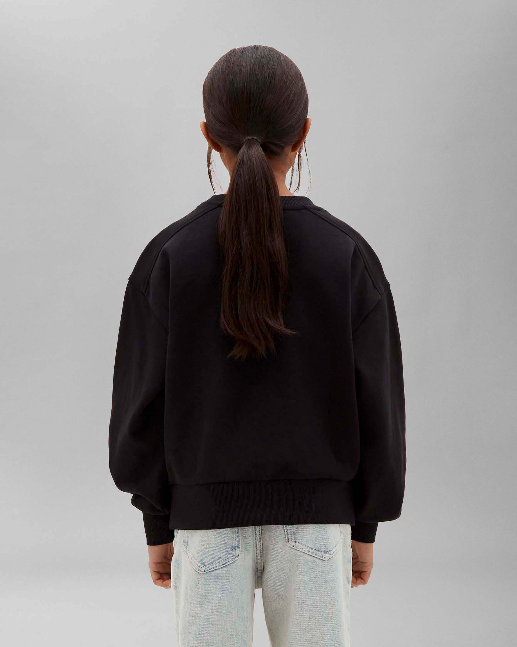 Felpa Calvin Klein nera in puro cotone con logo bianco image
