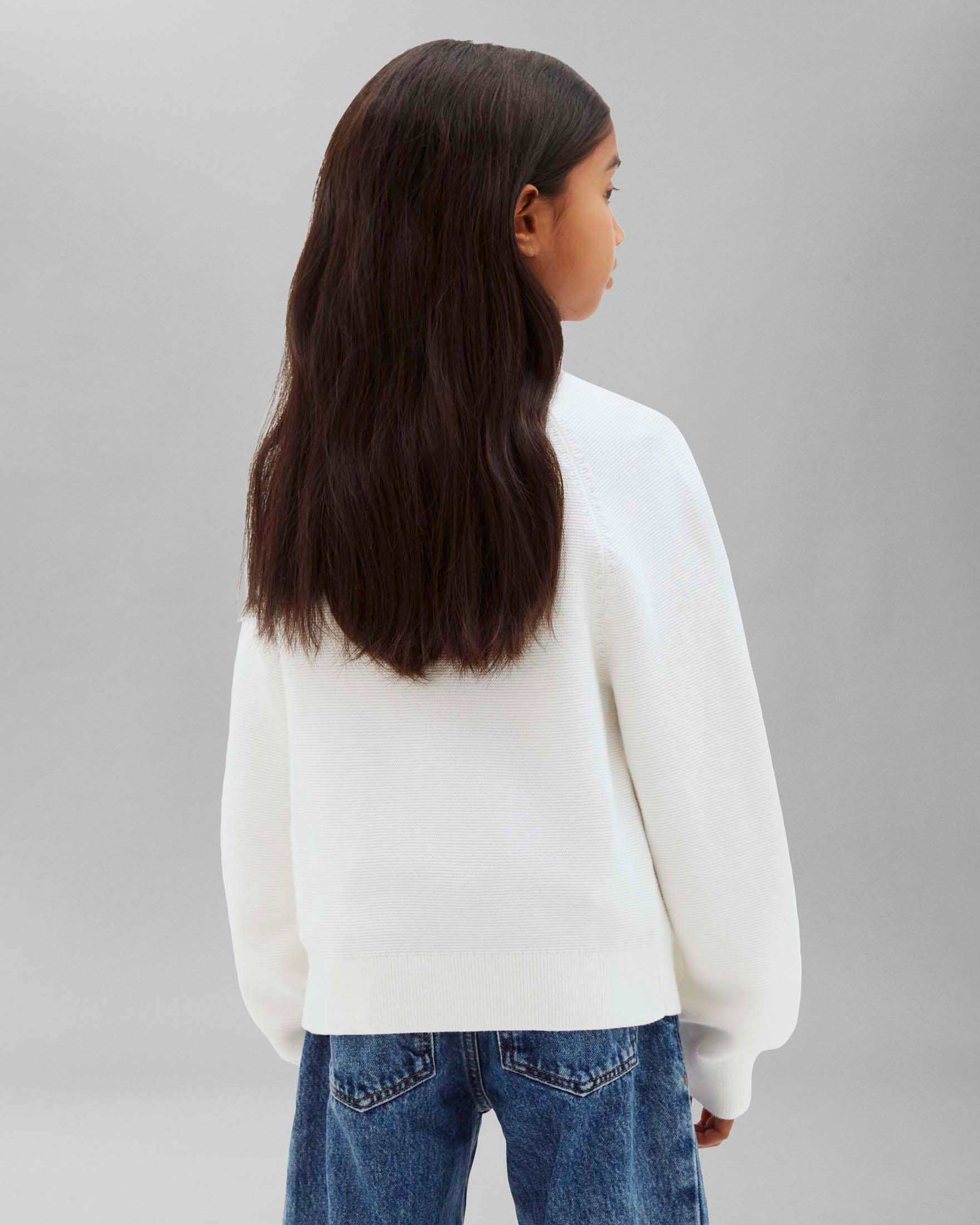 Maglione bianco Calvin Klein in puro cotone pettinato con maxi logo image
