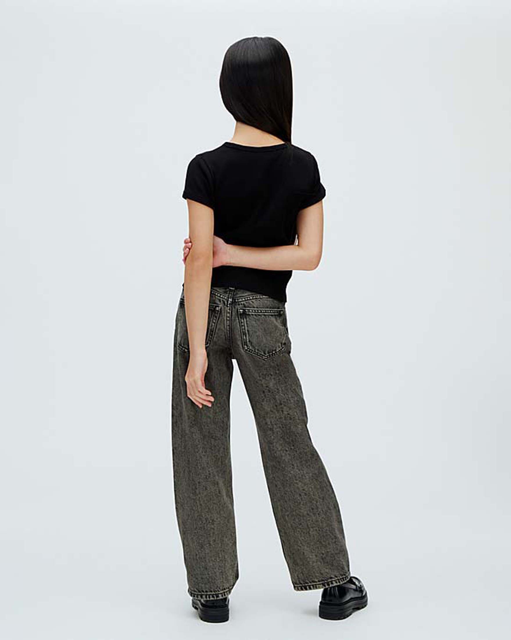 T-shirt nera Calvin Klein in cotone stretch a maniche corte con mini logo bianco image