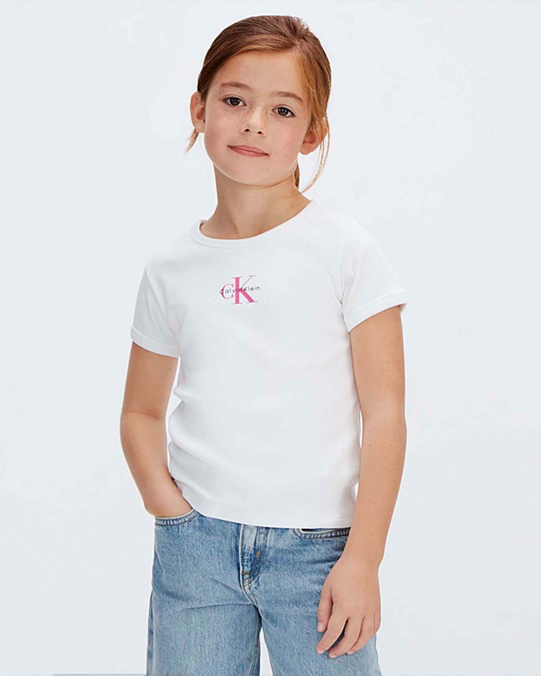 T-shirt nera in cotone stretch a maniche corte con mini logo fucsia