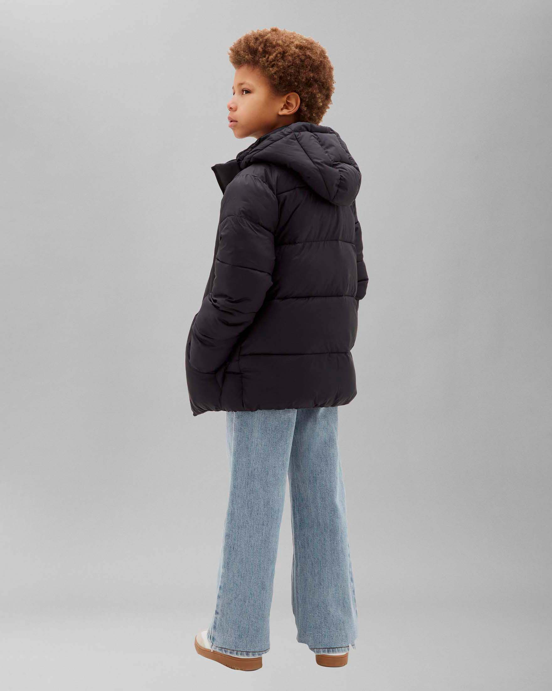 Giaccone nero Calvin Klein in puro cotone con cappuccio e zip image