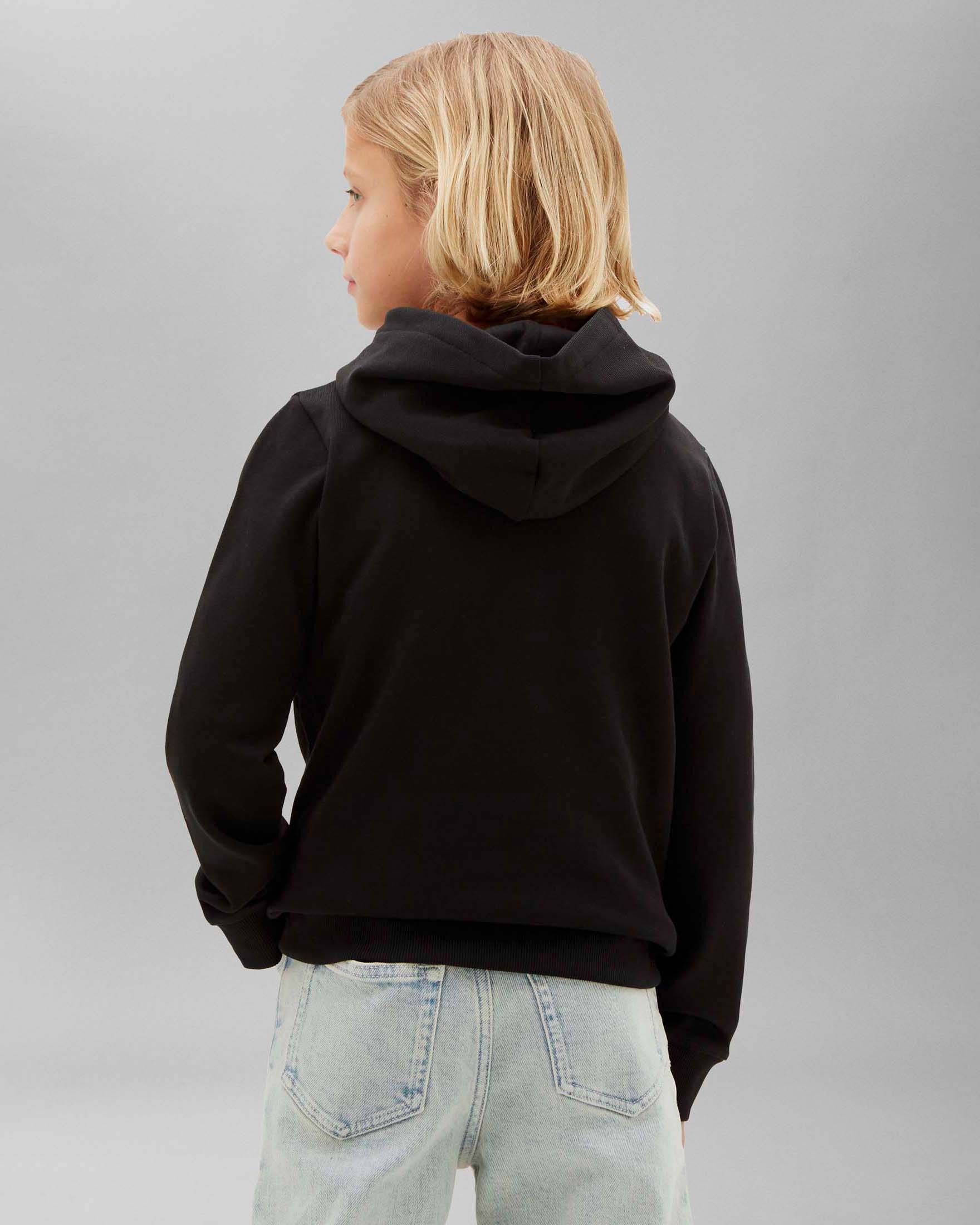 Felpa nera Calvin Klein in cotone con cappuccio e tasca marsupio image