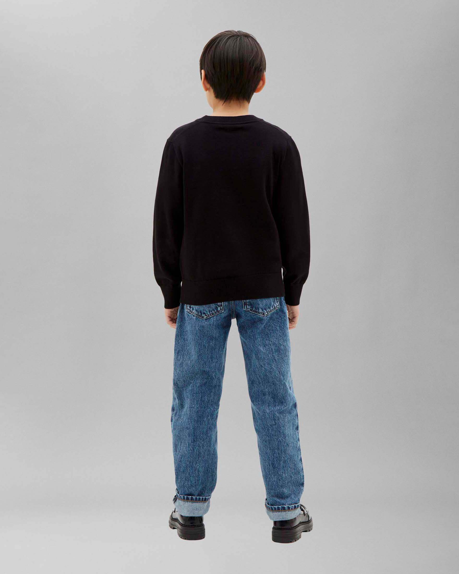 Maglione nero Calvin Klein in puro cotone con maxi logo grigio tricot image