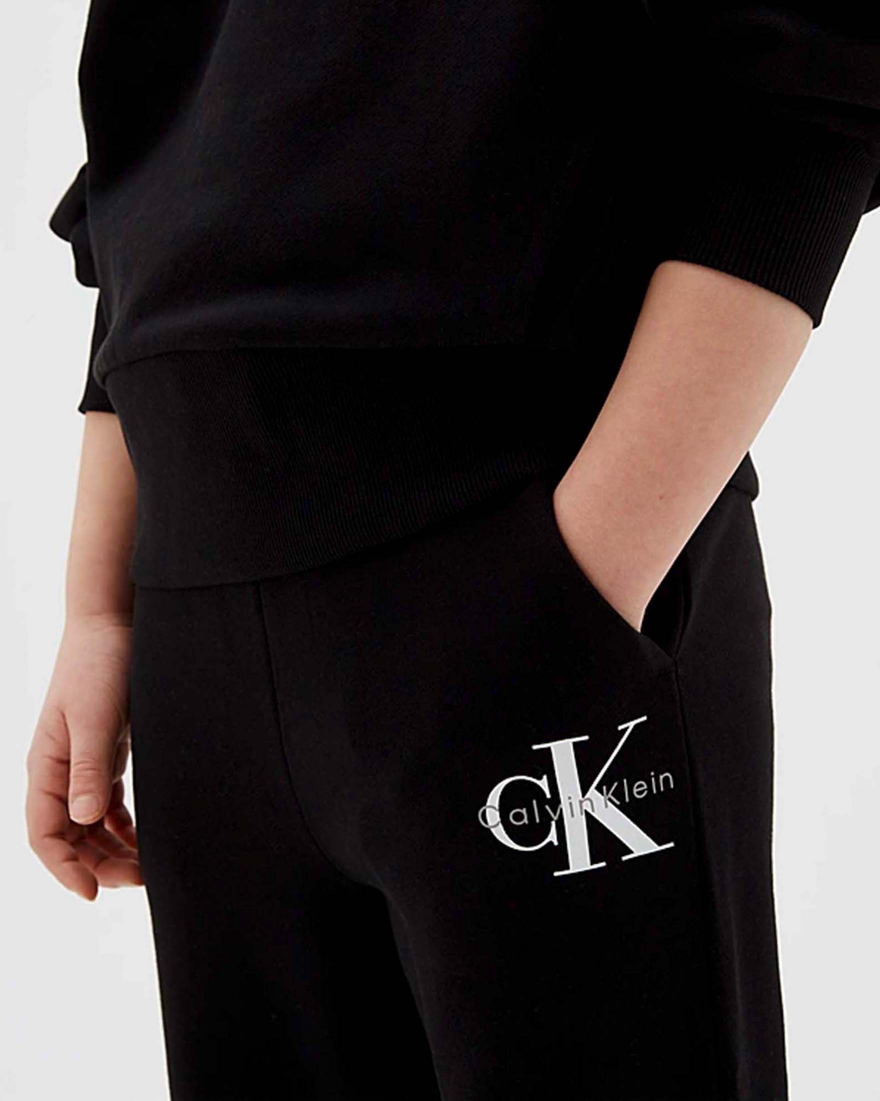 Jogger nero Calvin Klein in felpa di puro cotone con polsini sul fondo image
