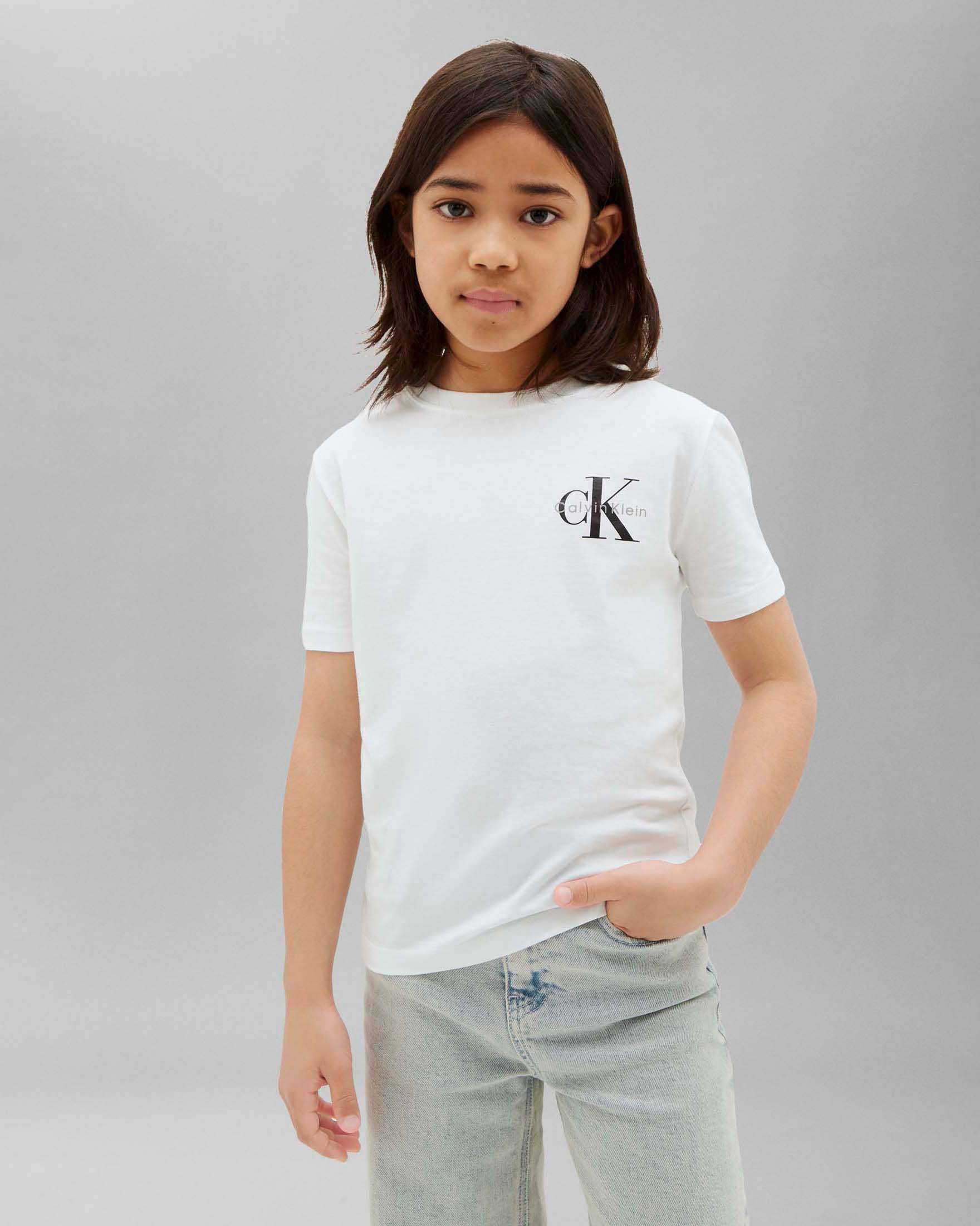 T-shirt bianca Calvin Klein in puro cotone con logo nero
