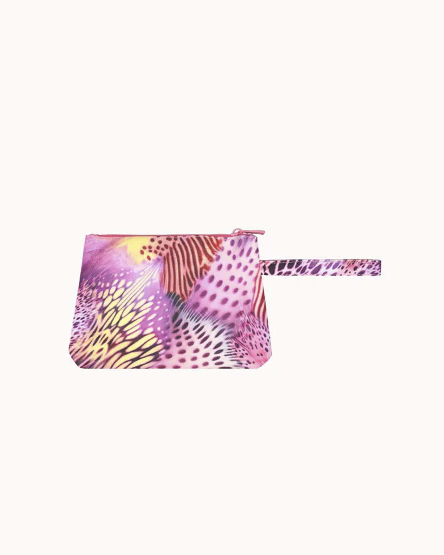Pochette mare piccola 4Giveness fucsia a stampa ali di farfalla con manico da polso image