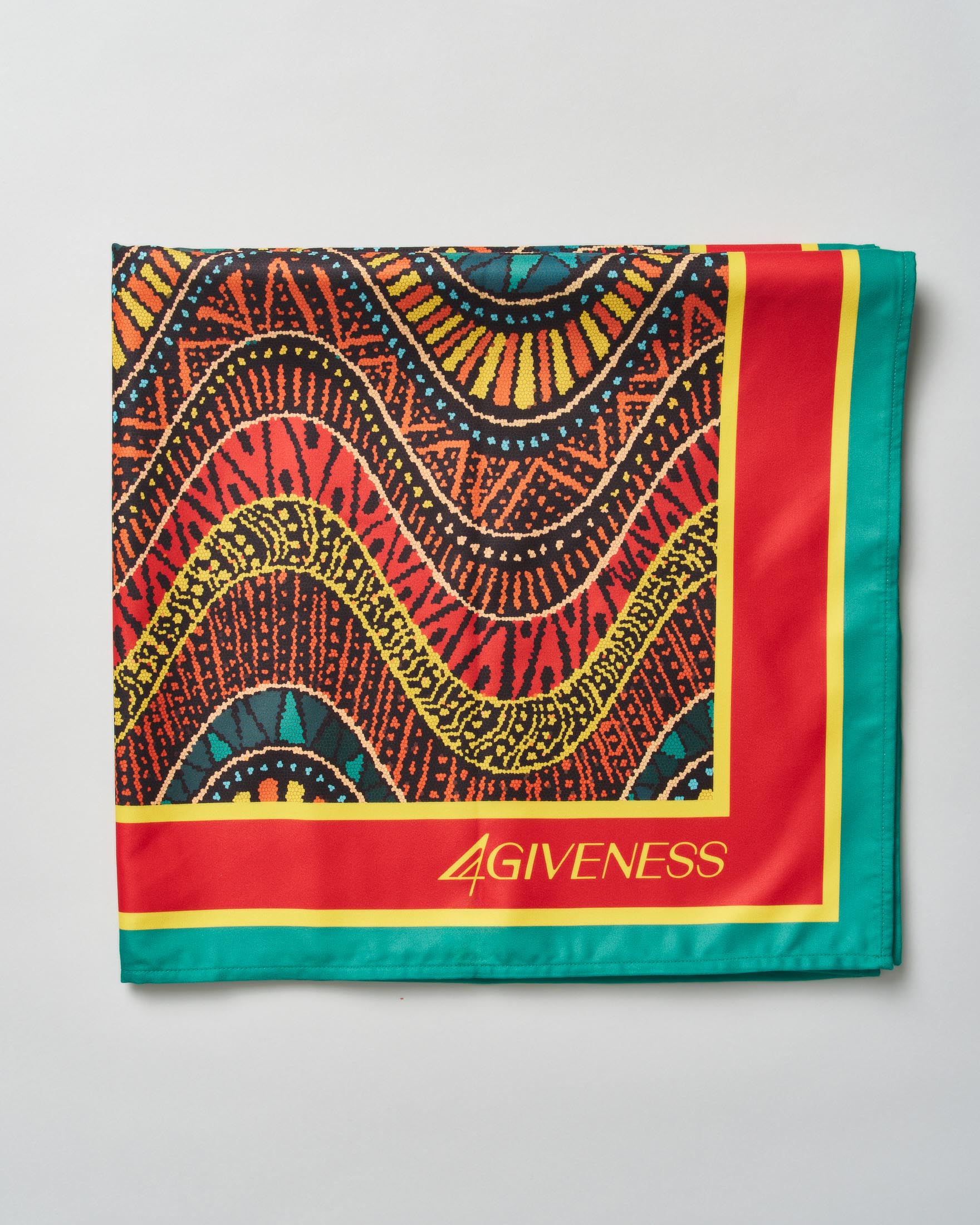 Telo mare 4Giveness in microfibra a stampa africana con bordo rosso