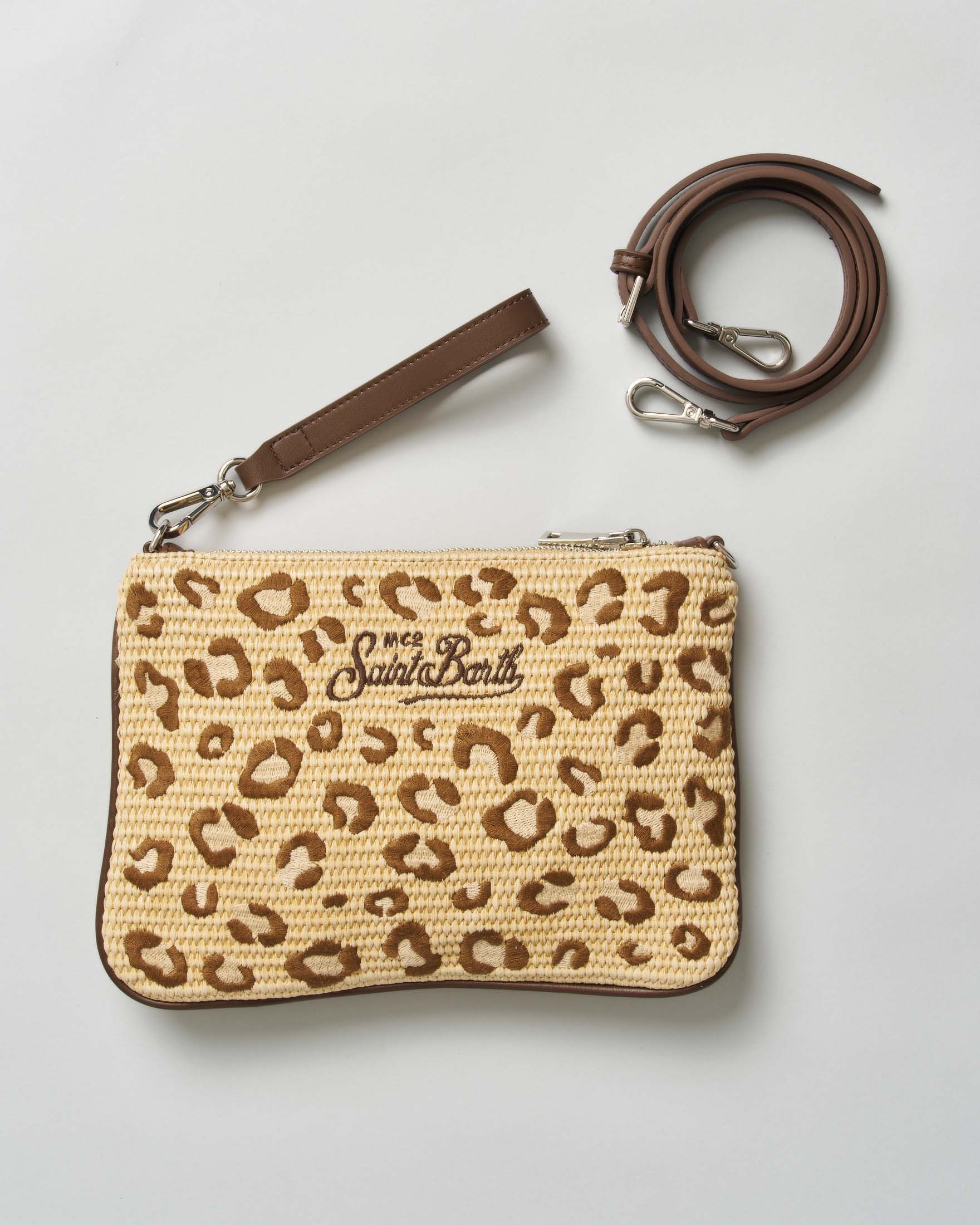 Pochette Parisienne MC2 Saint Barth in rafia maculata beige e marrone image