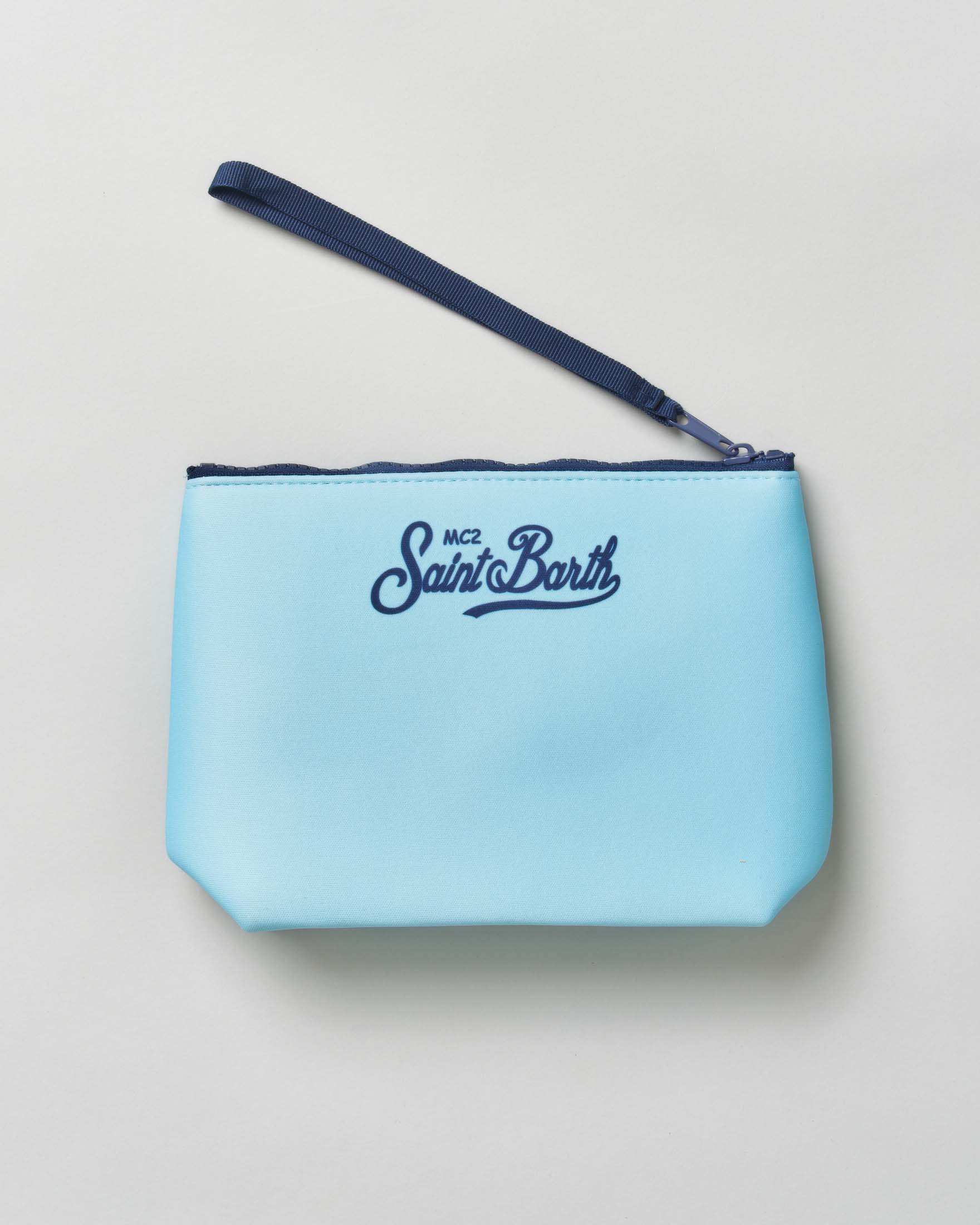Pochette MC2 Saint Barth Aline azzurra in neoprene con stampa fotografica Habituè image