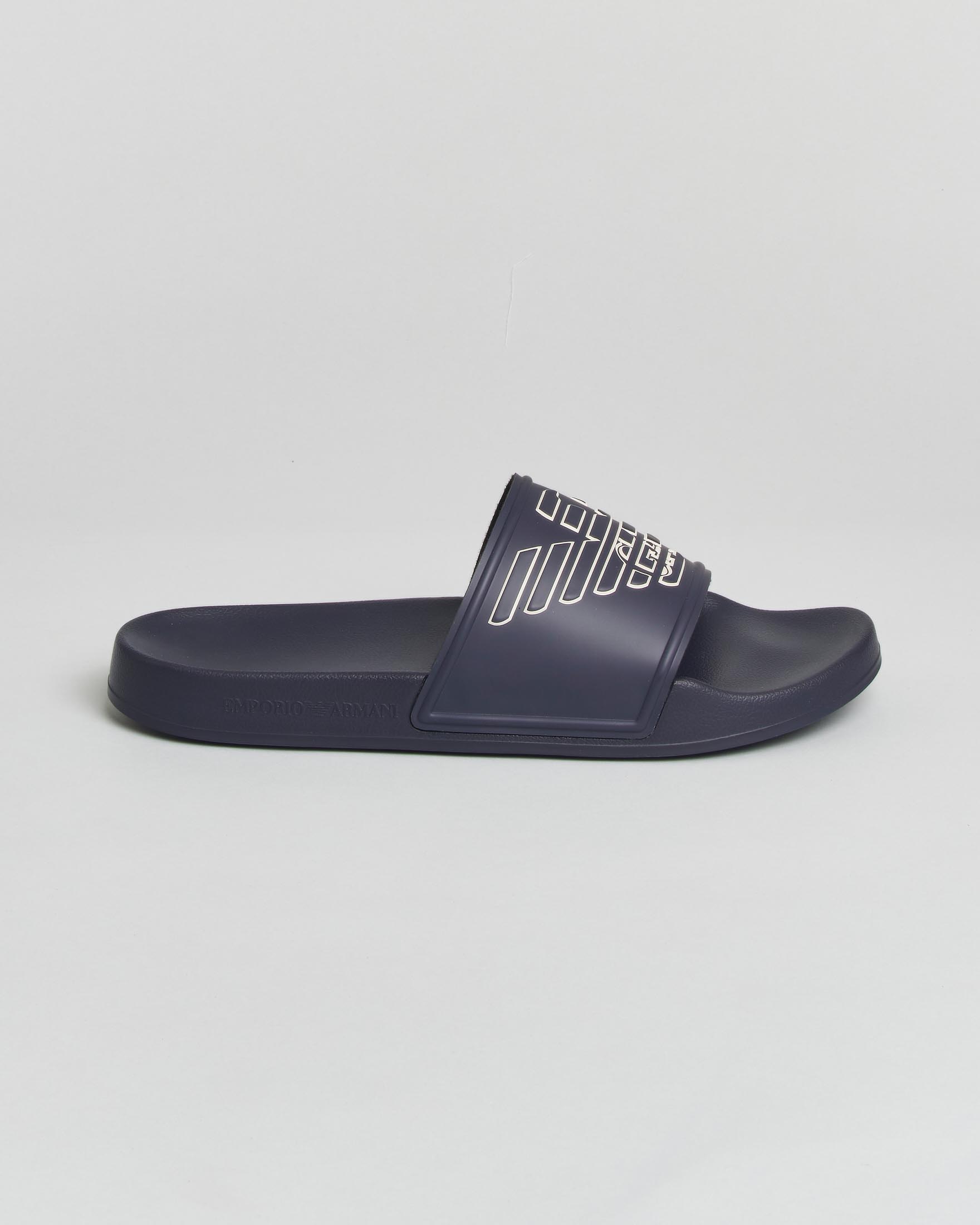 Ciabatte Emporio Armani blu con maxi logo aquila stampato