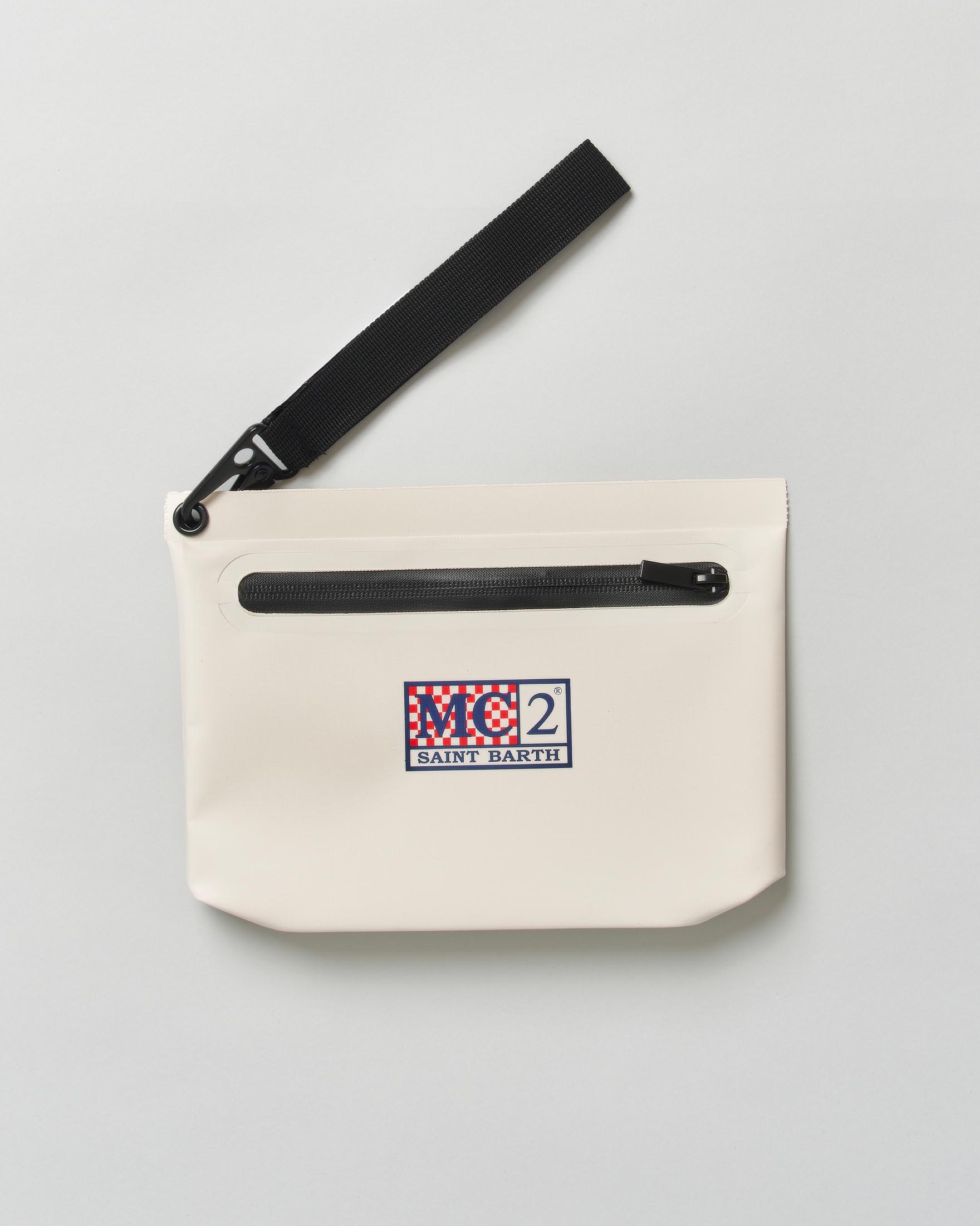 Pochette MC2 Saint Barth Aline panna in tessuto impermeabile effetto gommato