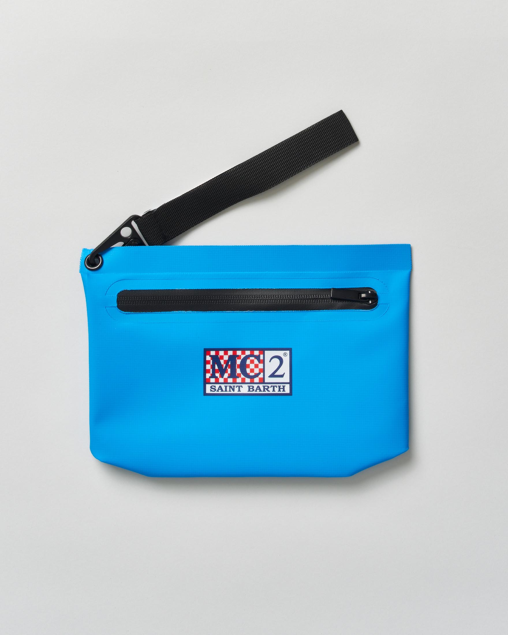 Pochette MC2 Saint Barth Aline blu royal in tessuto impermeabile effetto gommato