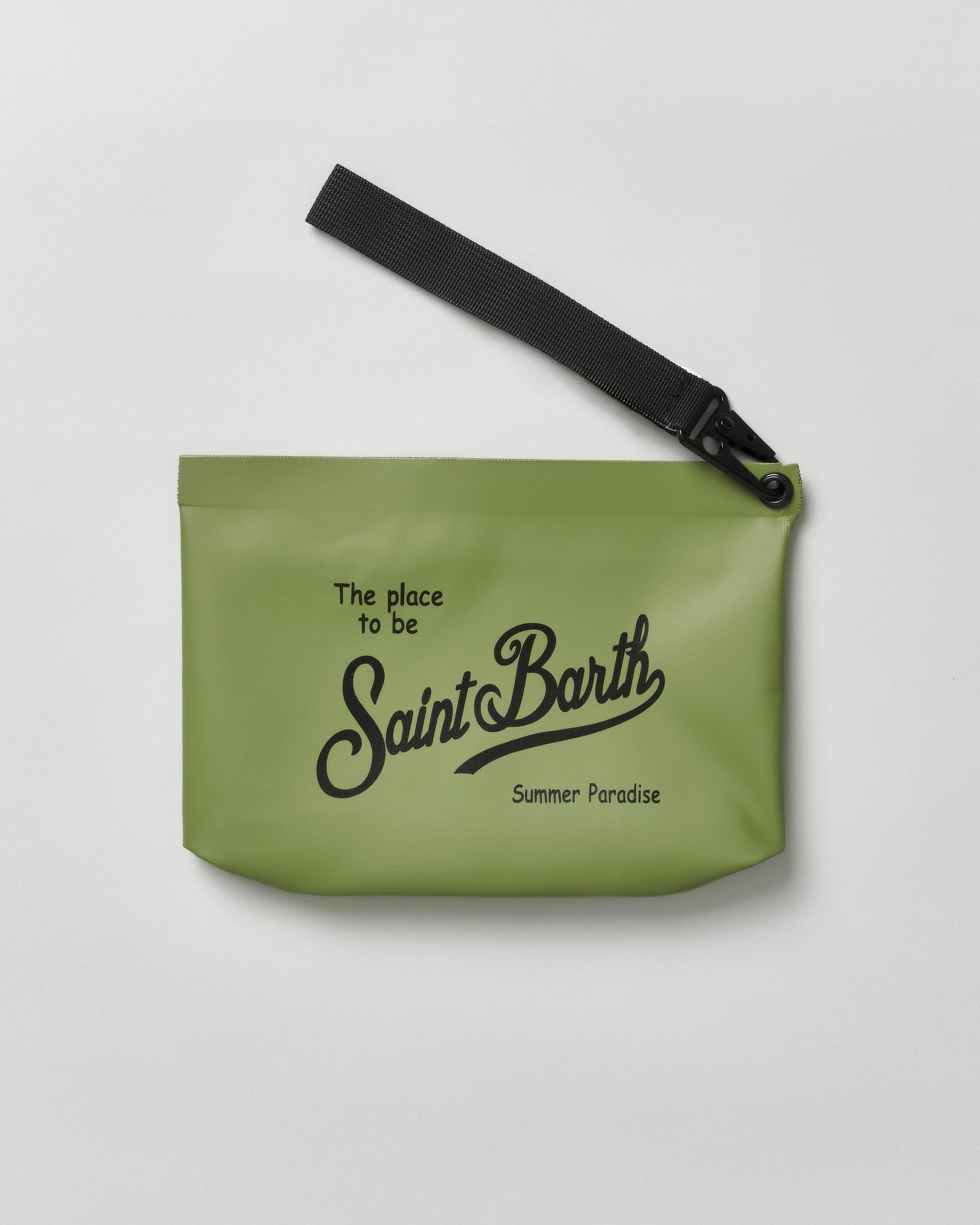 Pochette MC2 Saint Barth Aline verde militare in tessuto impermeabile effetto gommato image