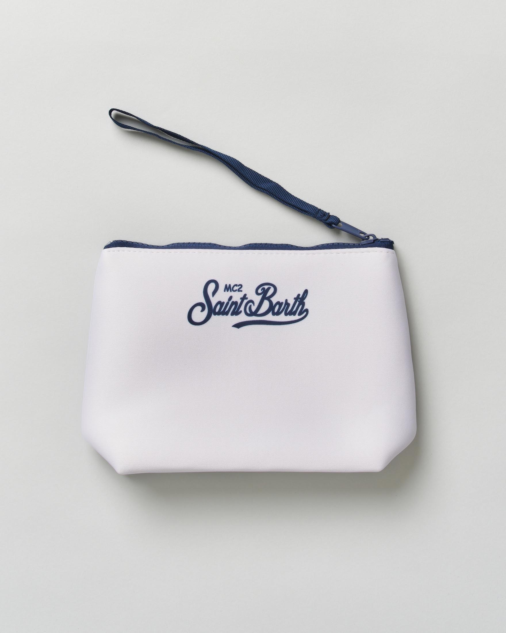 Pochette MC2 Saint Barth Aline bianca in neoprene con stampa hotel image