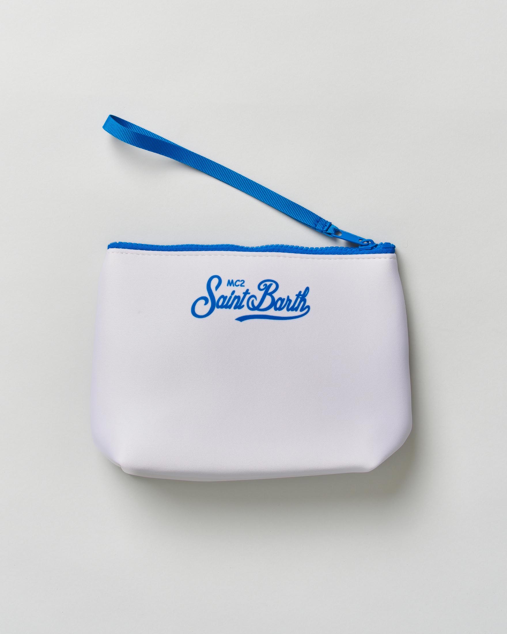Pochette MC2 Saint Barth Aline bianca in neoprene con stampa Mykonos hotel image