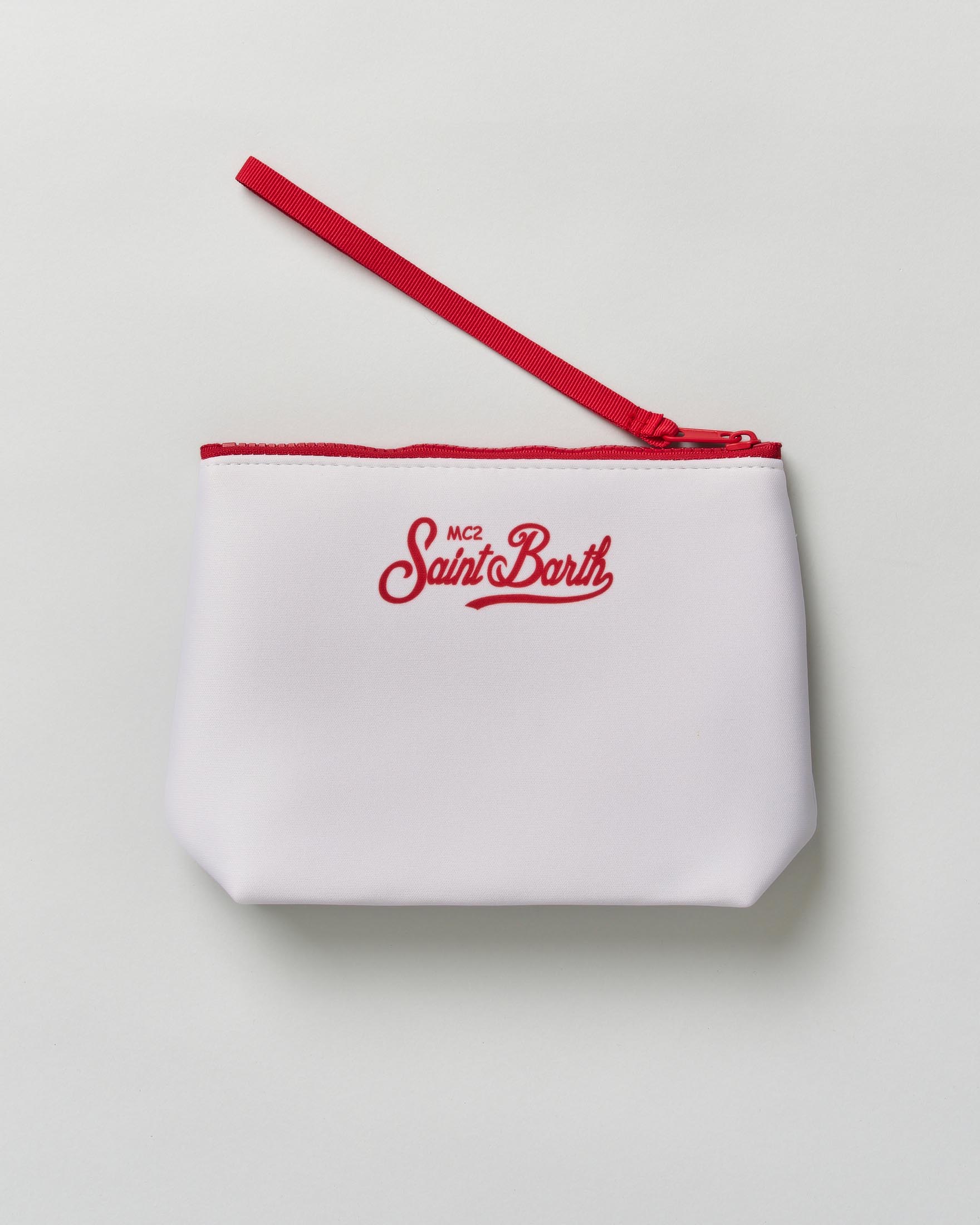 Pochette MC2 Saint Barth Aline bianca in neoprene con stampa Miami hotel image