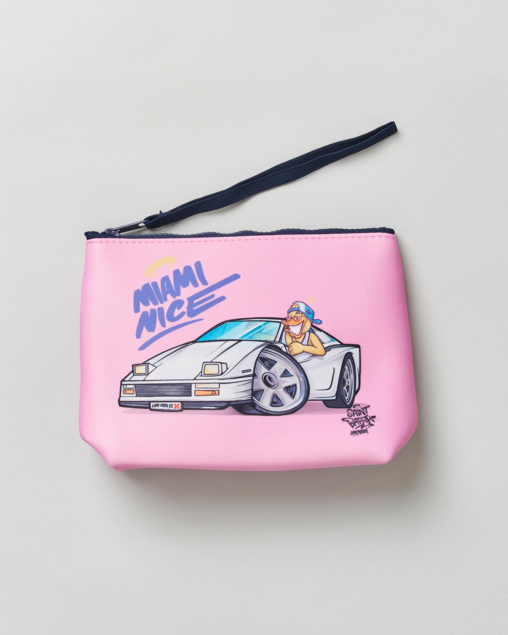Pochette MC2 Saint Barth Aline rosa in neoprene con grafica Miami Nice