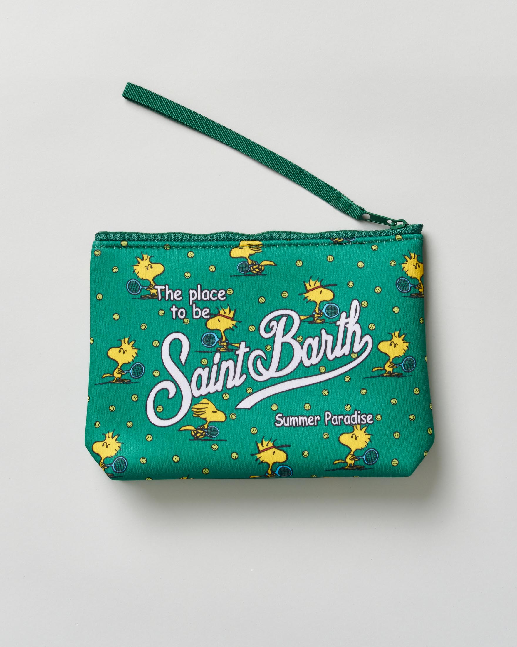 Pochette MC2 Saint Barth Aline verde in neoprene con grafica Woodstock tennista image