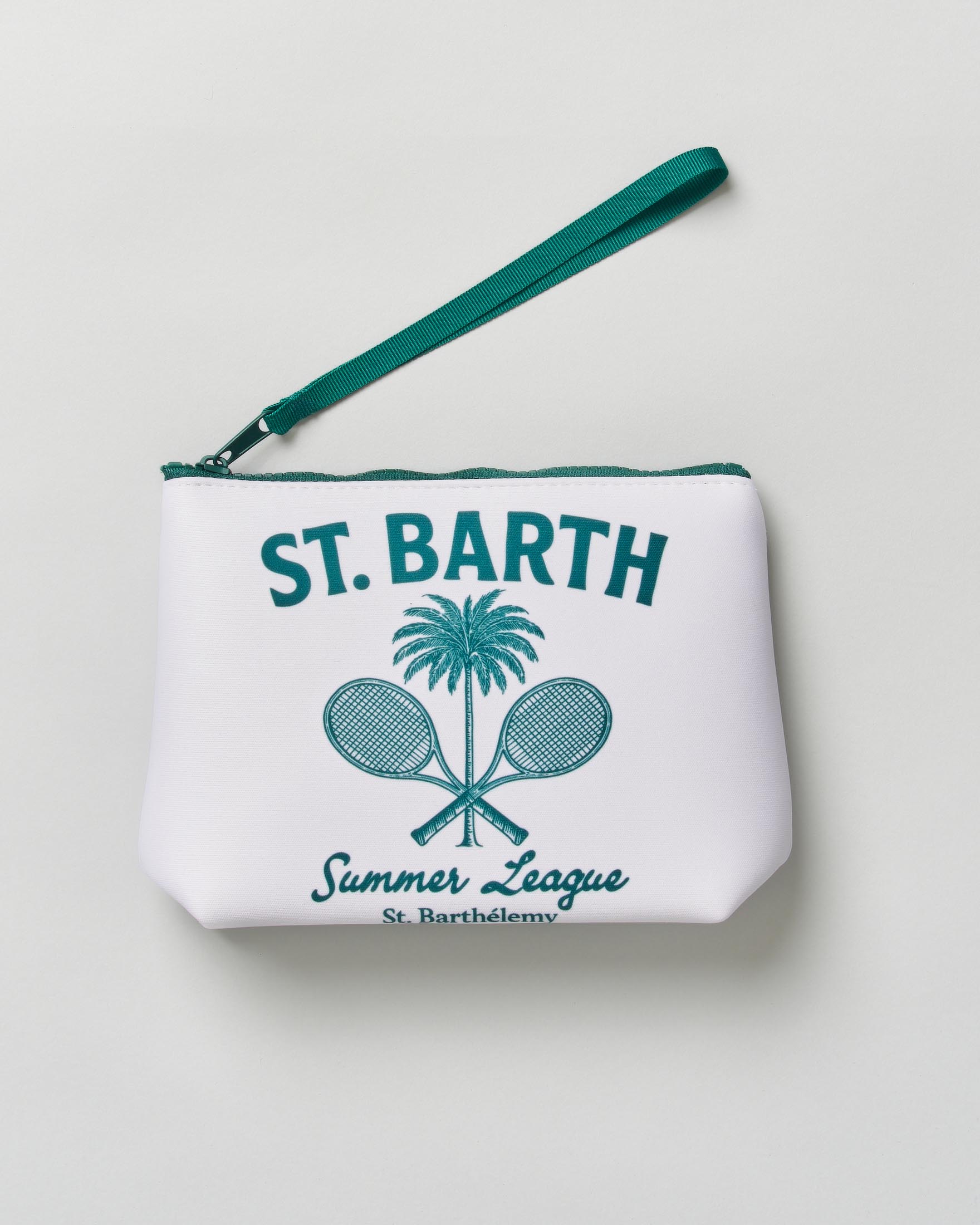 Pochette Aline in neoprene bianco in fantasia tennis summer league