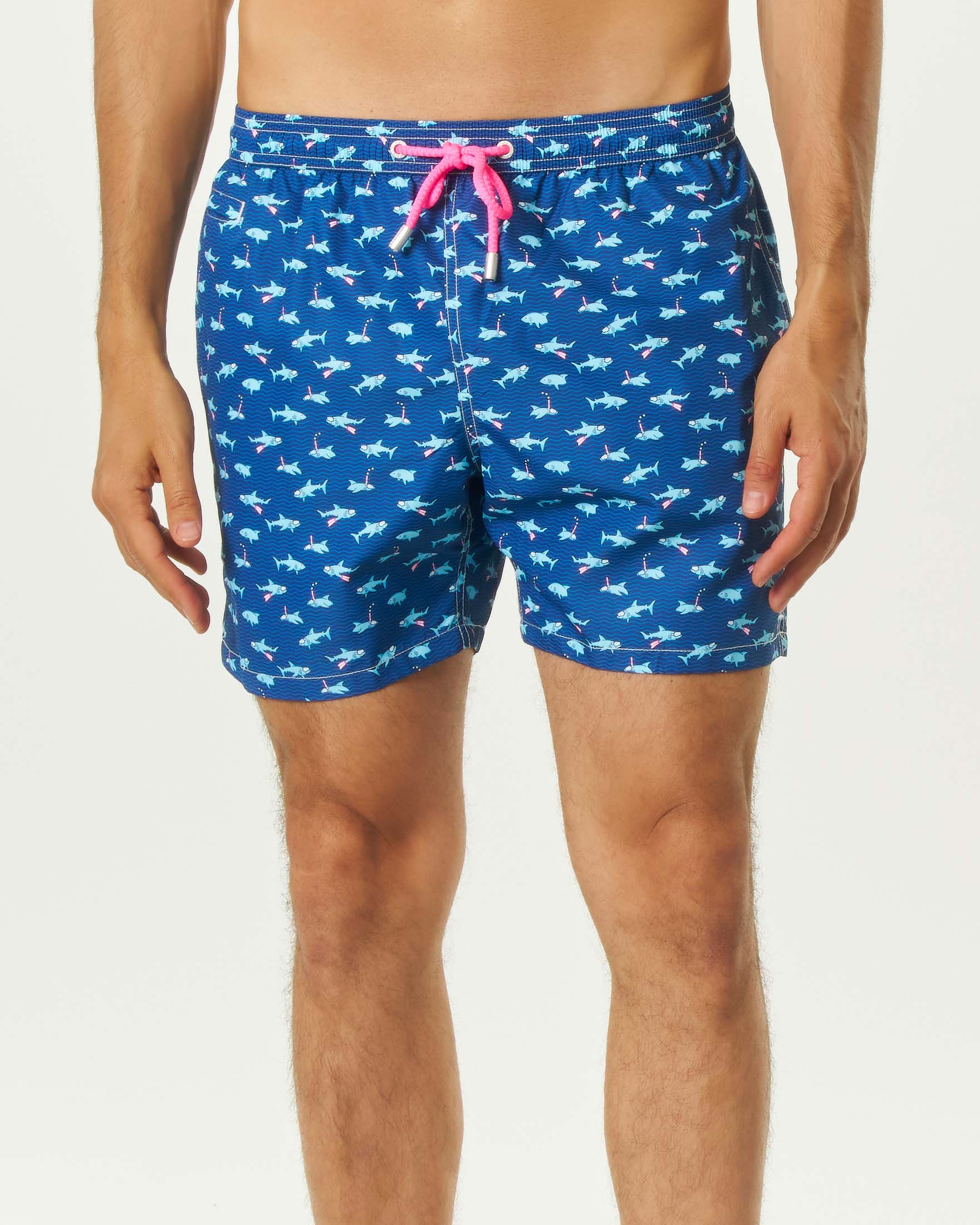 Boxer mare blu indaco MC2 Saint Barth con stampa squali sub