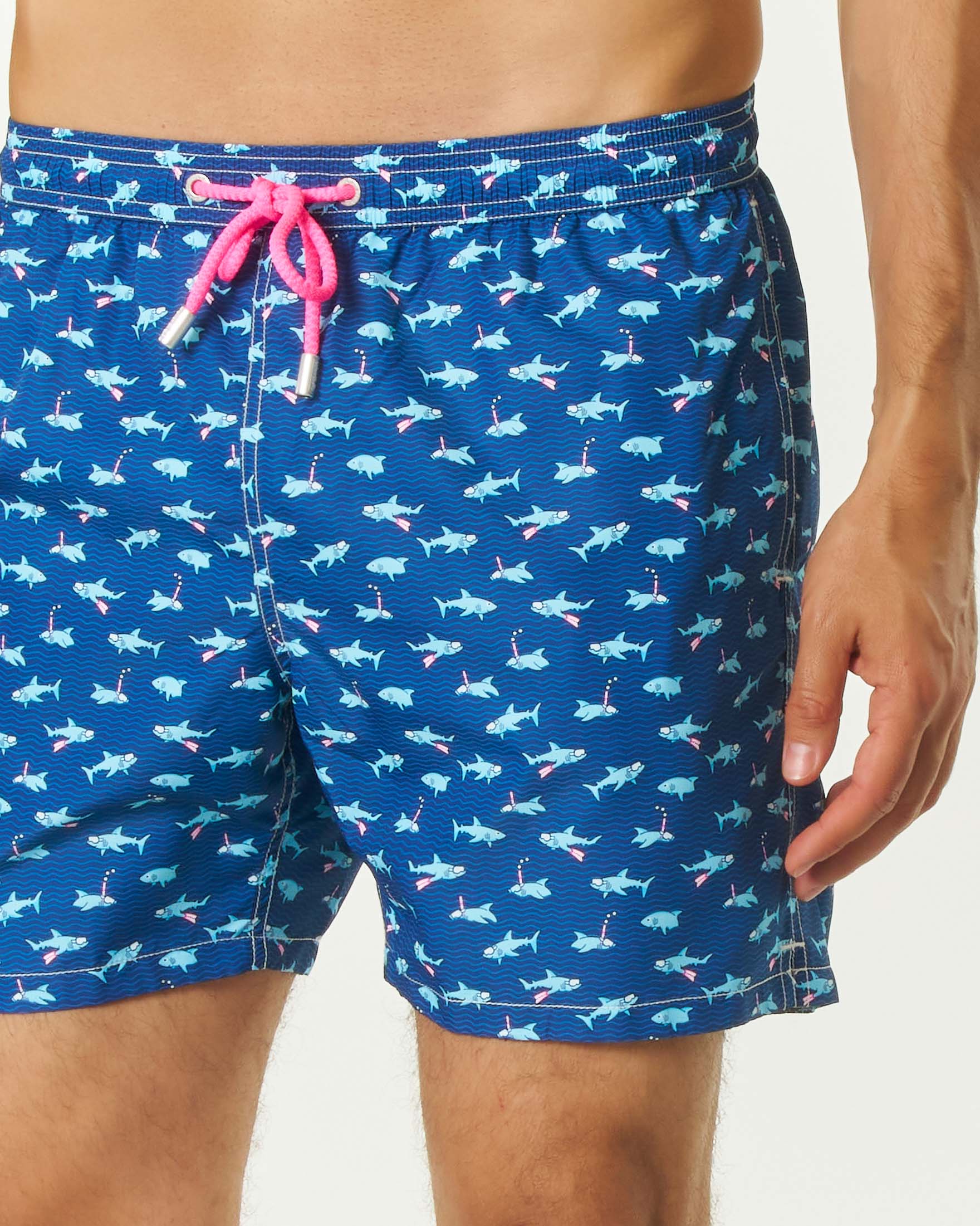 Boxer mare blu indaco MC2 Saint Barth con stampa squali sub image