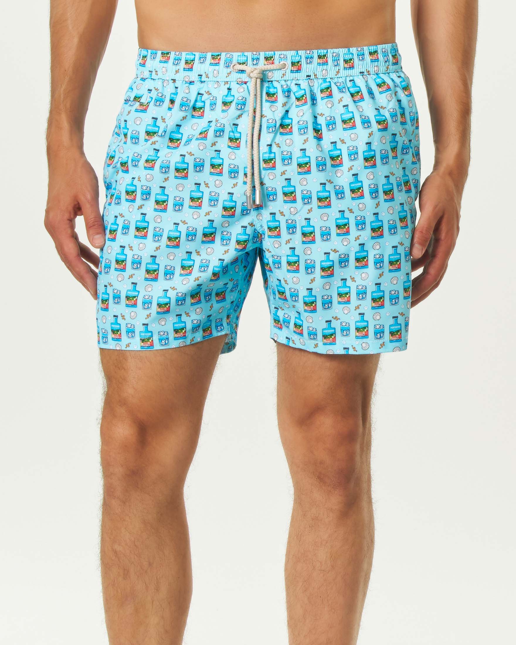 Boxer mare azzurro MC2 Saint Barth con stampa Portofino
