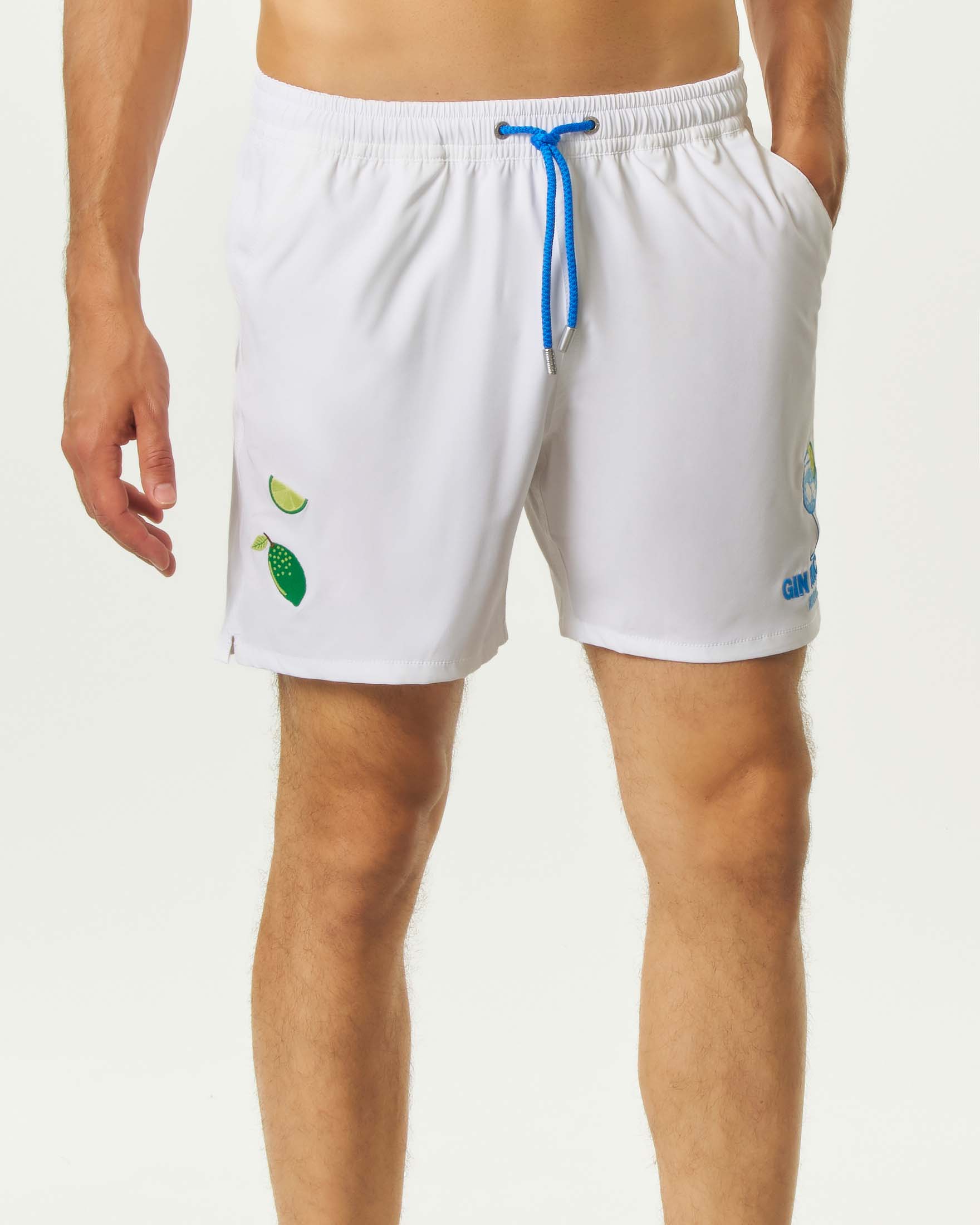 Boxer mare bianco MC2 Saint Barth con ricamo Gin Tonic Habitué