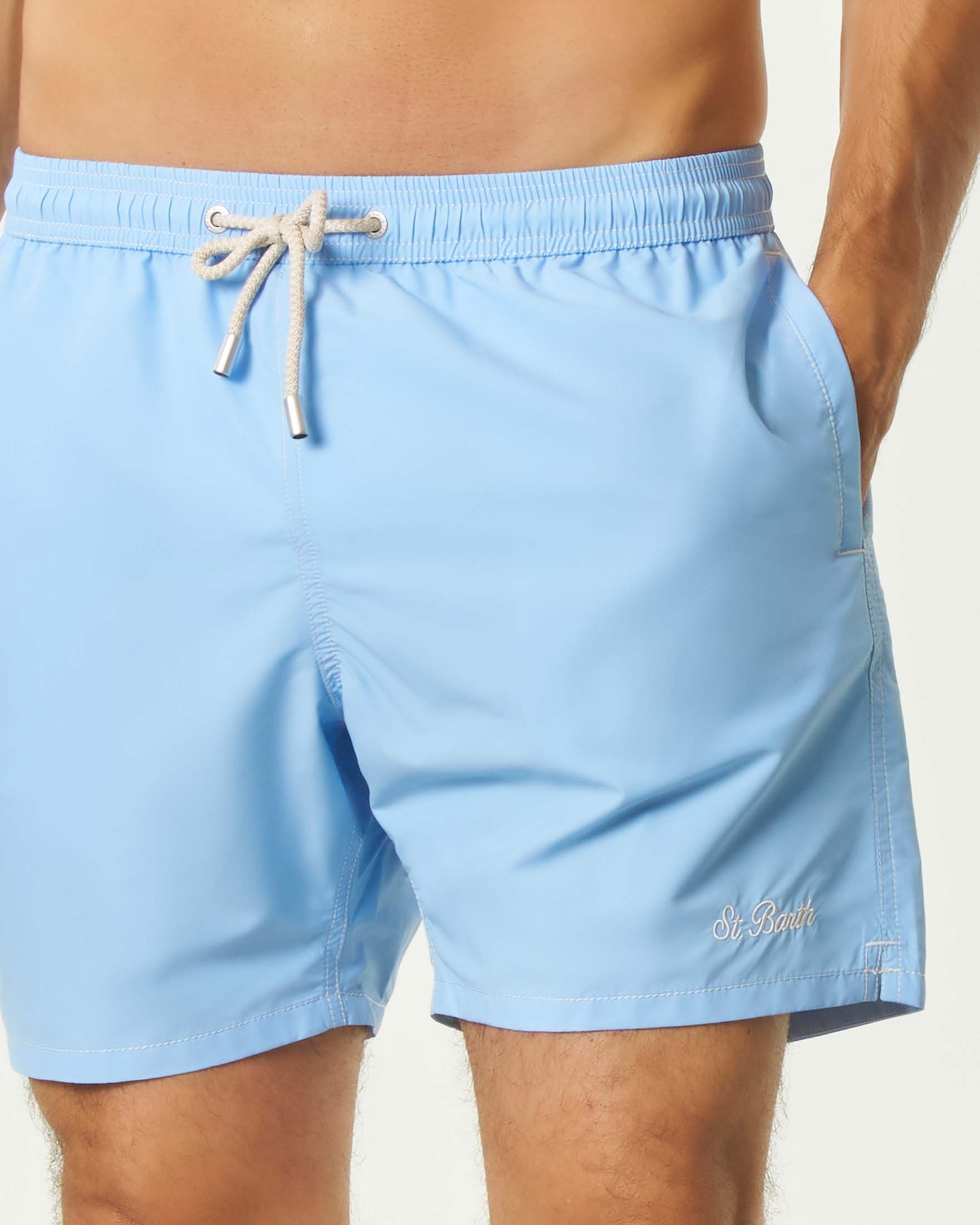 Boxer mare MC2 Saint Barth Patmos azzurro con cuciture a contrasto image