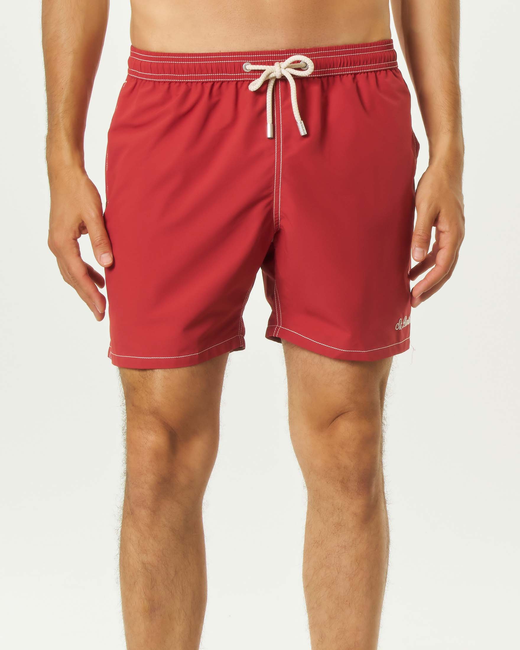 Boxer mare MC2 Saint Barth Patmos color mattone con cuciture a contrasto