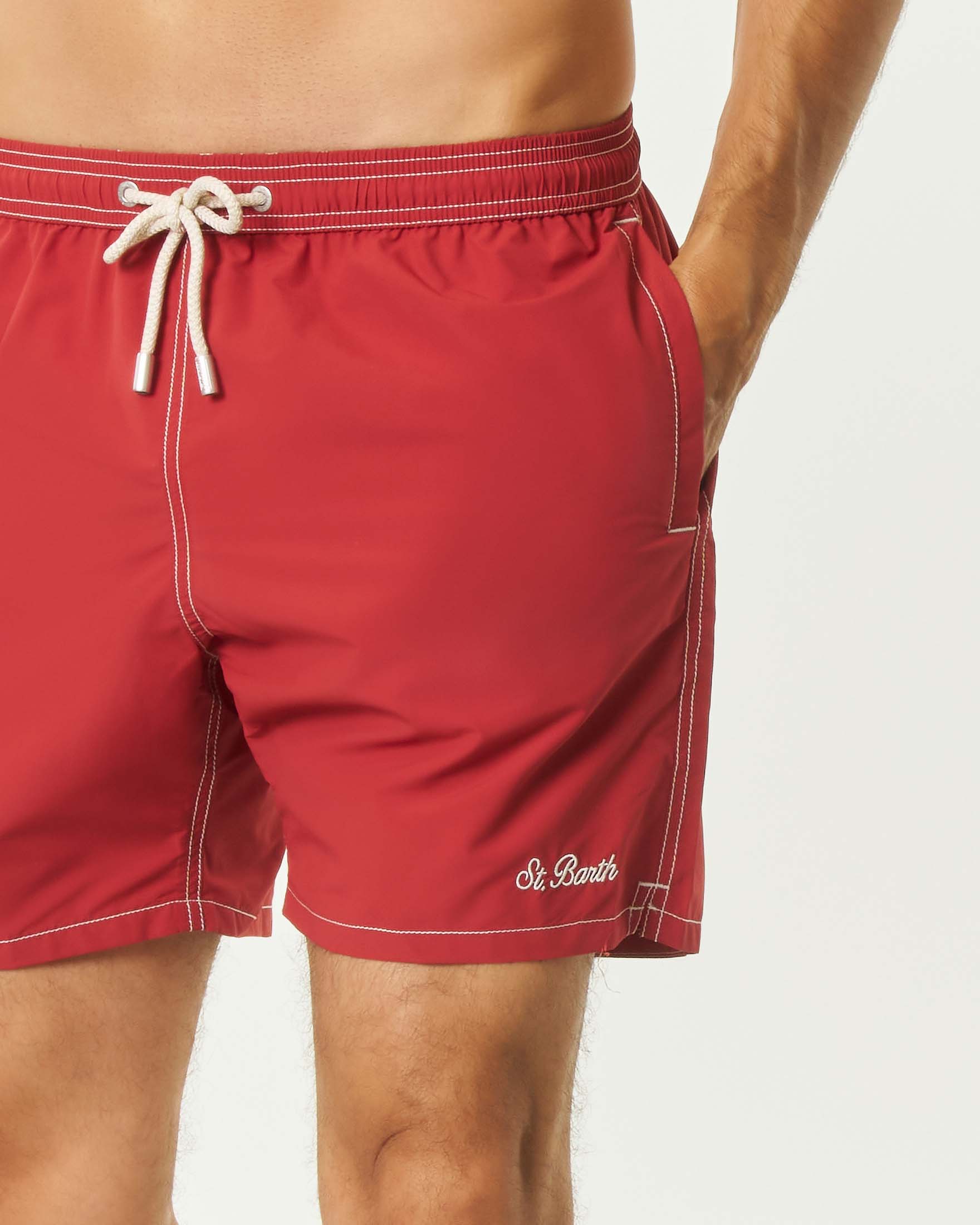 Boxer mare MC2 Saint Barth Patmos color mattone con cuciture a contrasto image