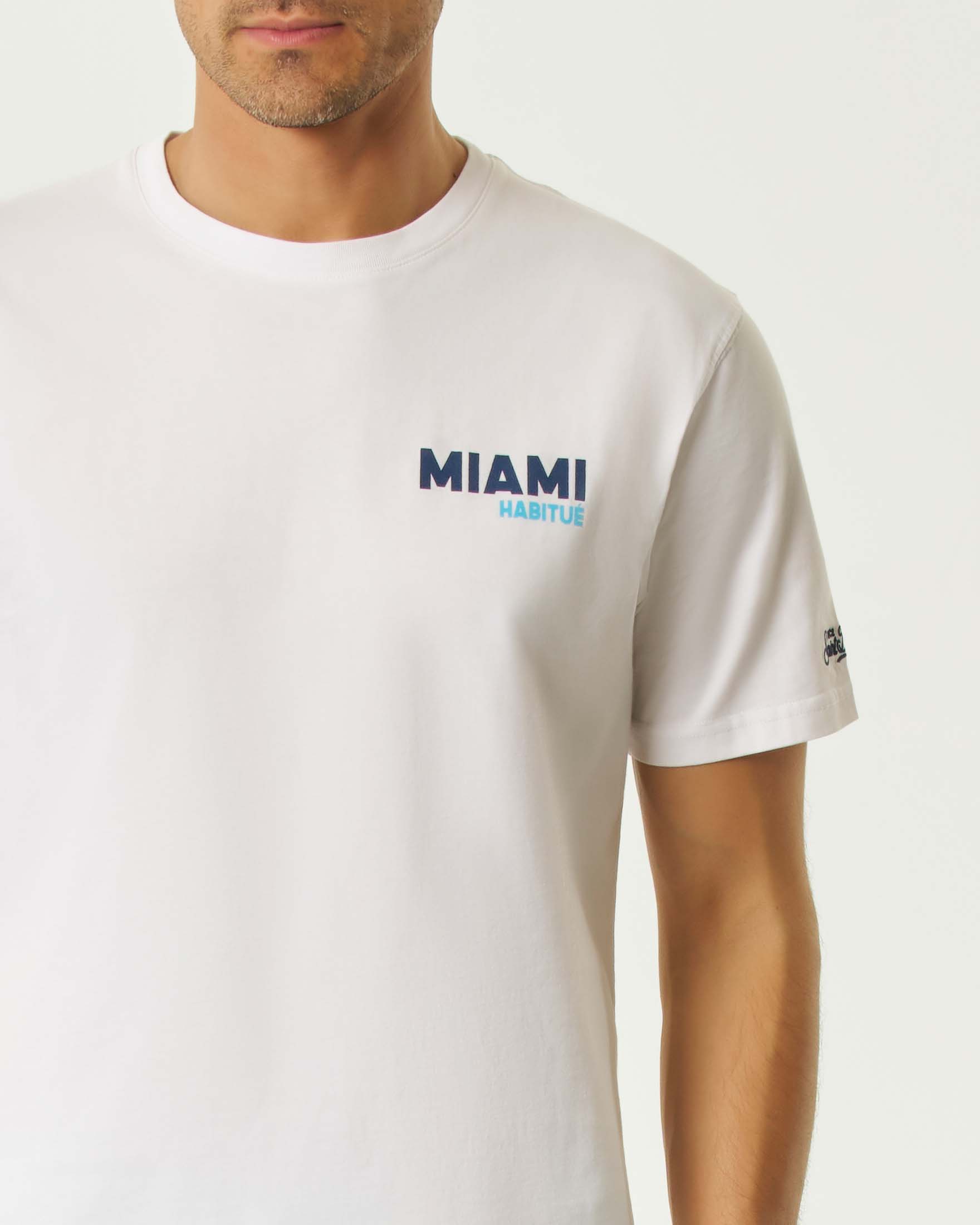 T-shirt MC2 Saint Barth bianca mezza manica con stampa grafica Miami fronte e retro image