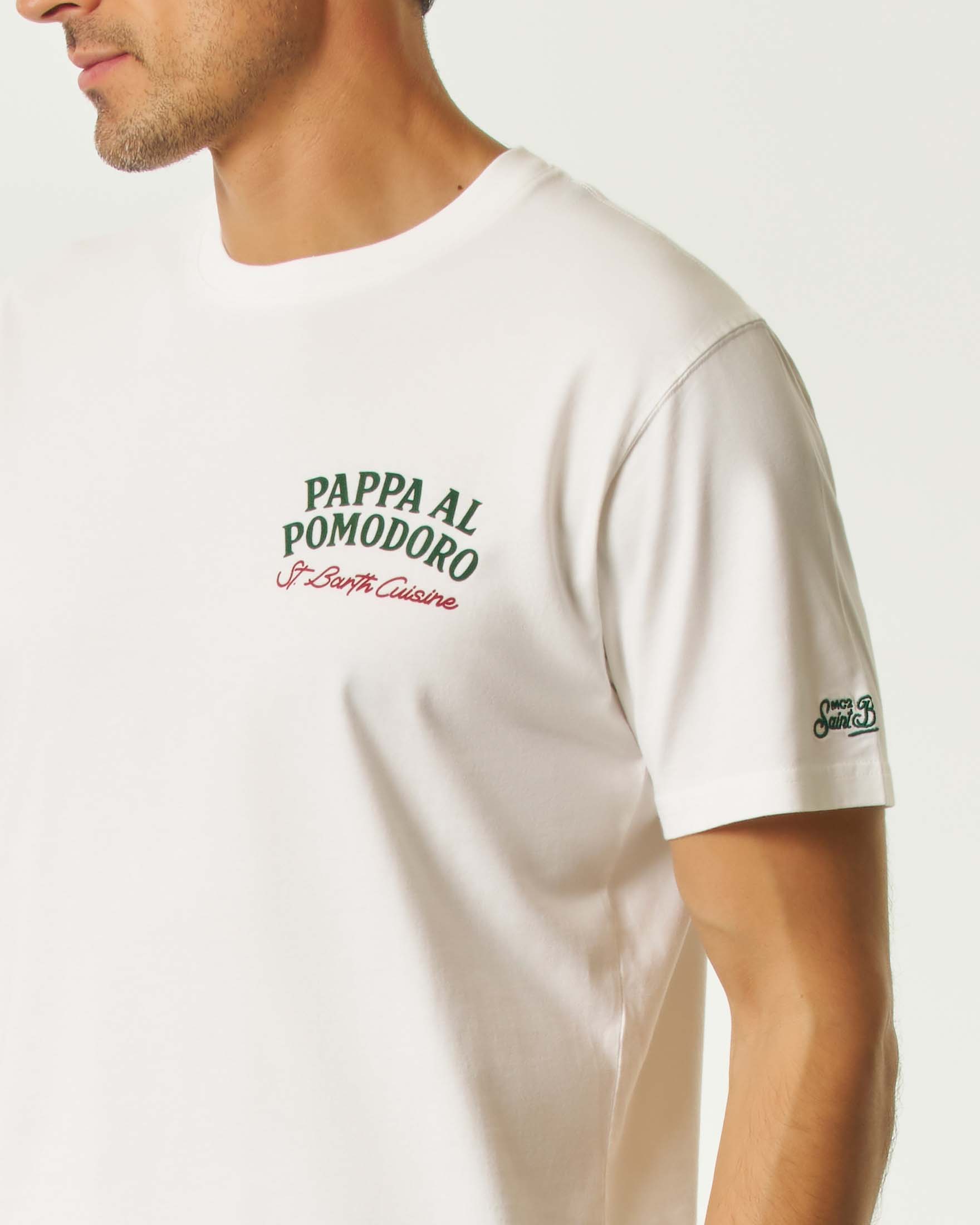 T-shirt MC2 Saint Barth bianca mezza manica con maxi stampa Pappa al pomodoro sul retro image