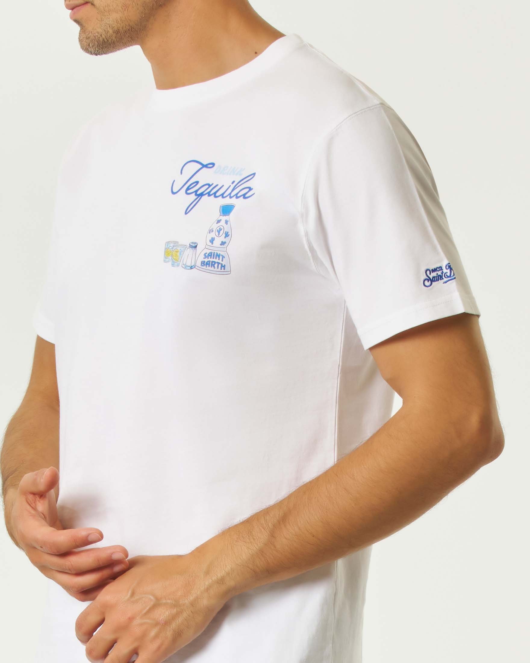T-shirt MC2 Saint Barth bianca mezza manica con stampa Drink Tequila fronte e retro image