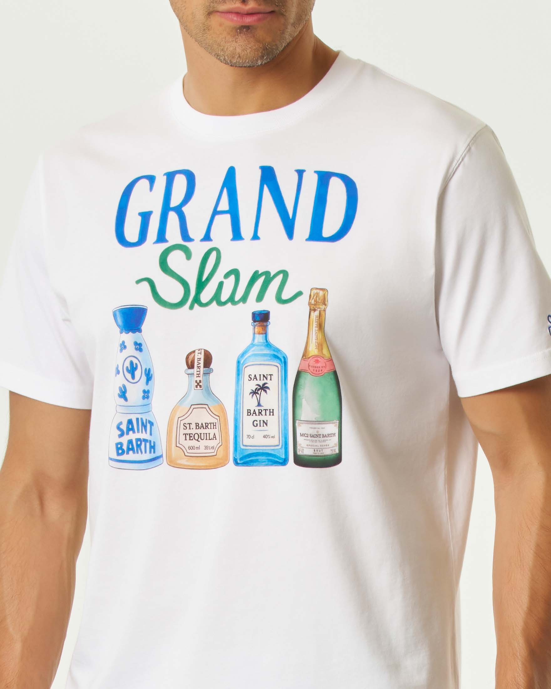 T-shirt MC2 Saint Barth bianca mezza manica con maxi stampa Grand Slam frontale image