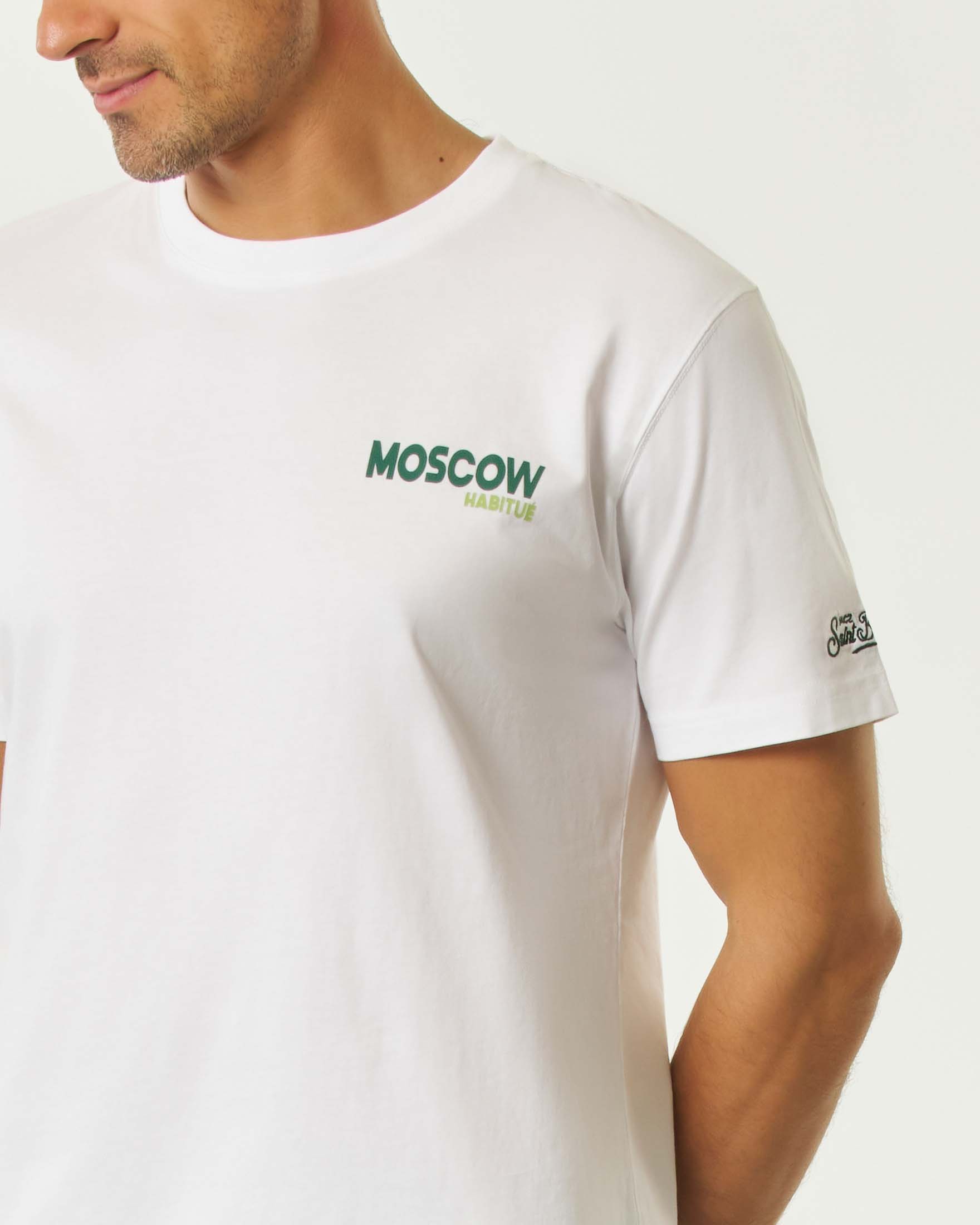 T-shirt MC2 Saint Barth bianca mezza manica con stampa Moscow Habitué fronte e retro image