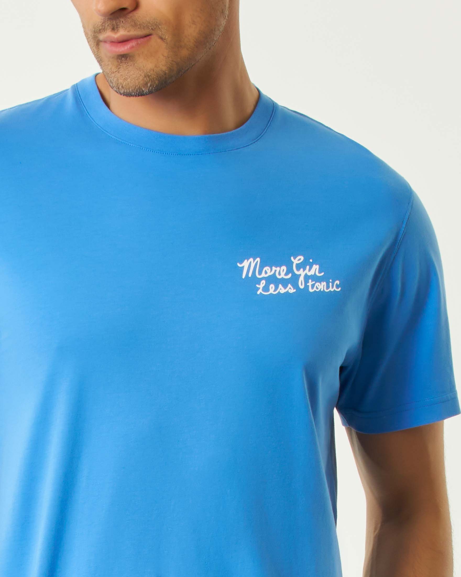 T-shirt MC2 Saint Barth celeste mezza manica con stampa More Gin less tonic fronte e retro image