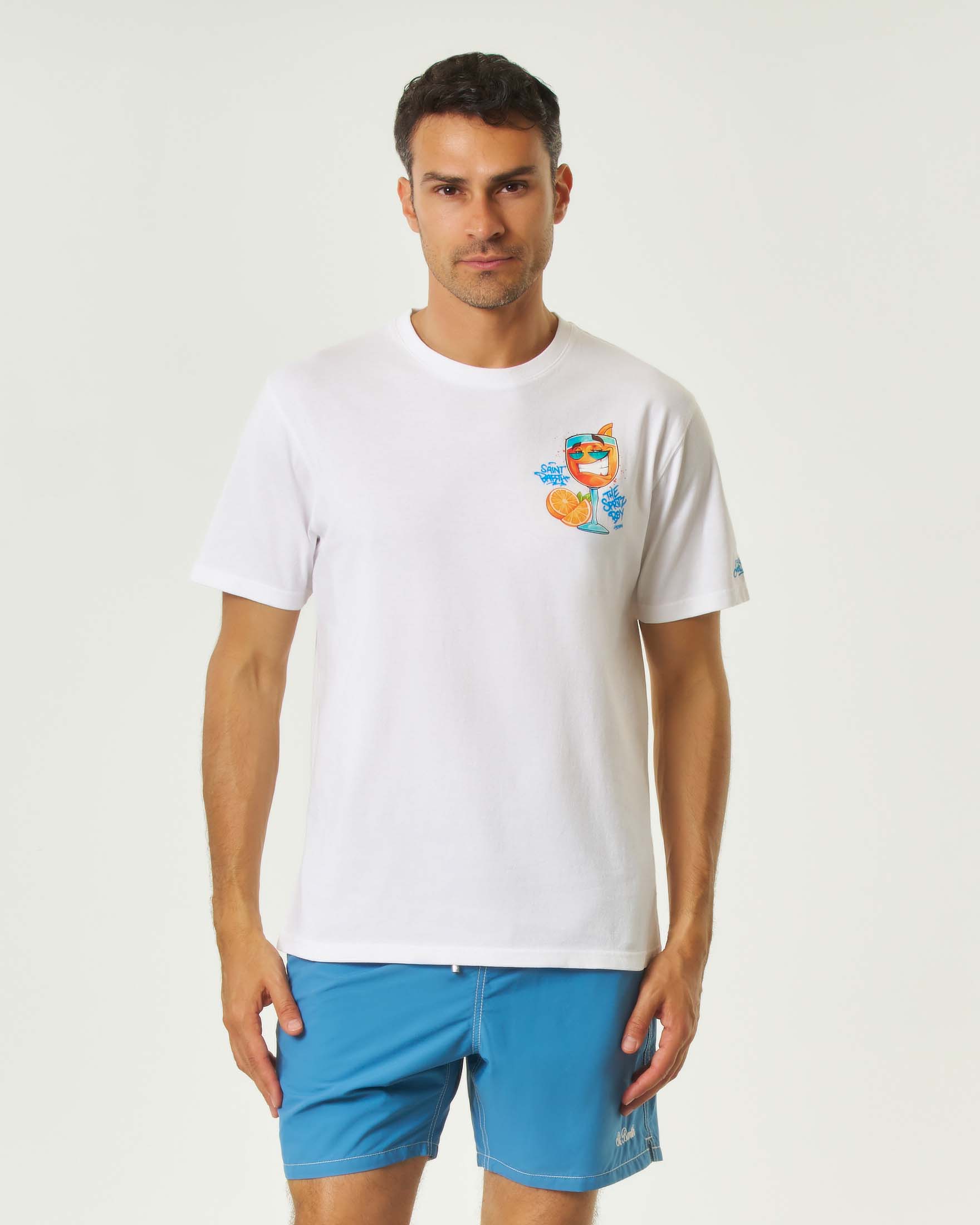 T-shirt MC2 Saint Barth antracite mezza manica con stampa Spritz Boy fronte e retro