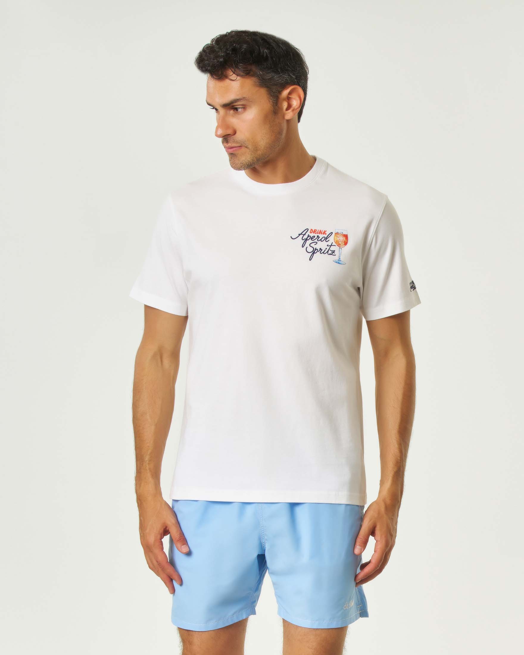 T-shirt antracite mezza manica con stampa Drink Aperol Spritz fronte e retro